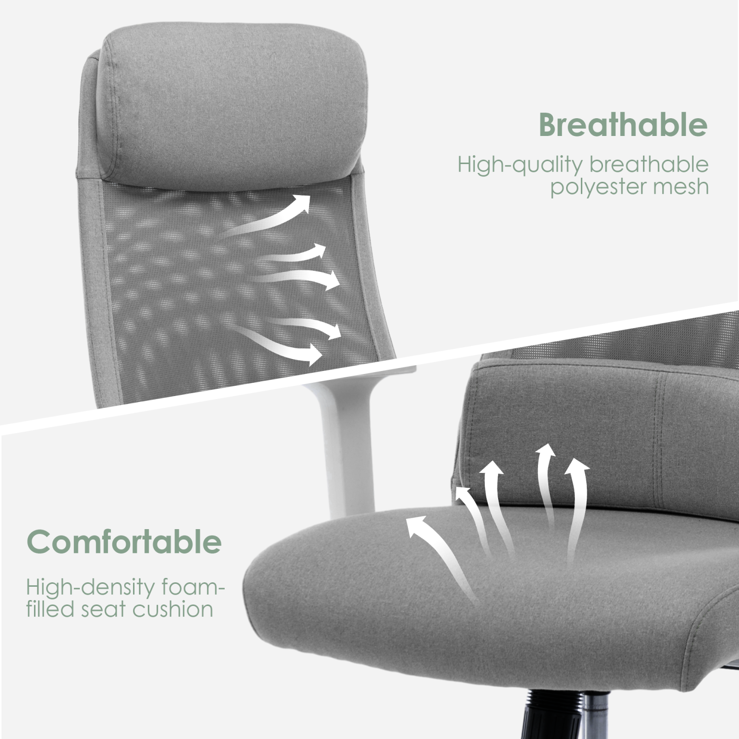 Ergonomic Office Chair with Adjustable Headrest and Movable Waist Cushion,360-Degree Swivel Height Adjustable Task Chair Computer Desk Chair