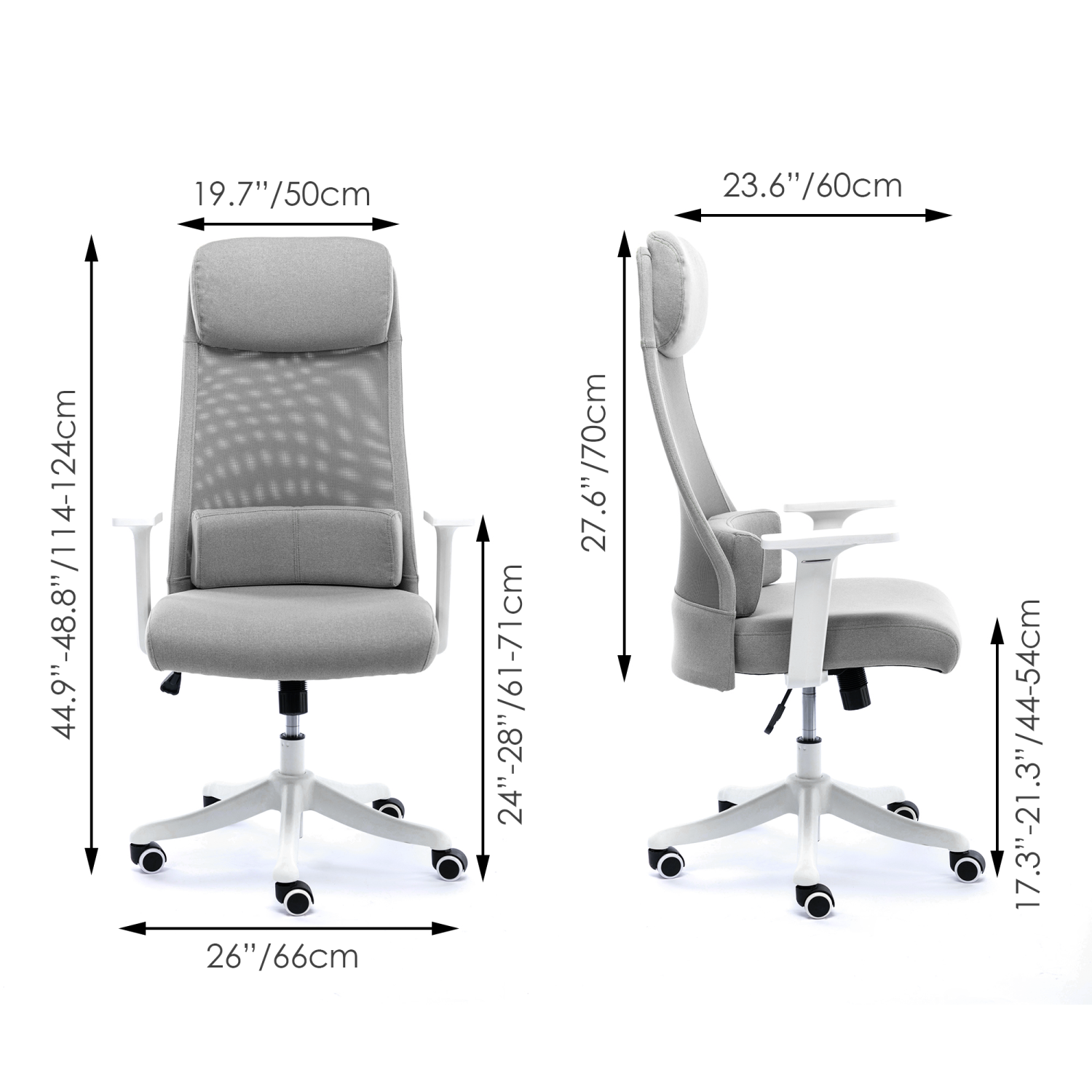 Ergonomic Office Chair with Adjustable Headrest and Movable Waist Cushion,360-Degree Swivel Height Adjustable Task Chair Computer Desk Chair