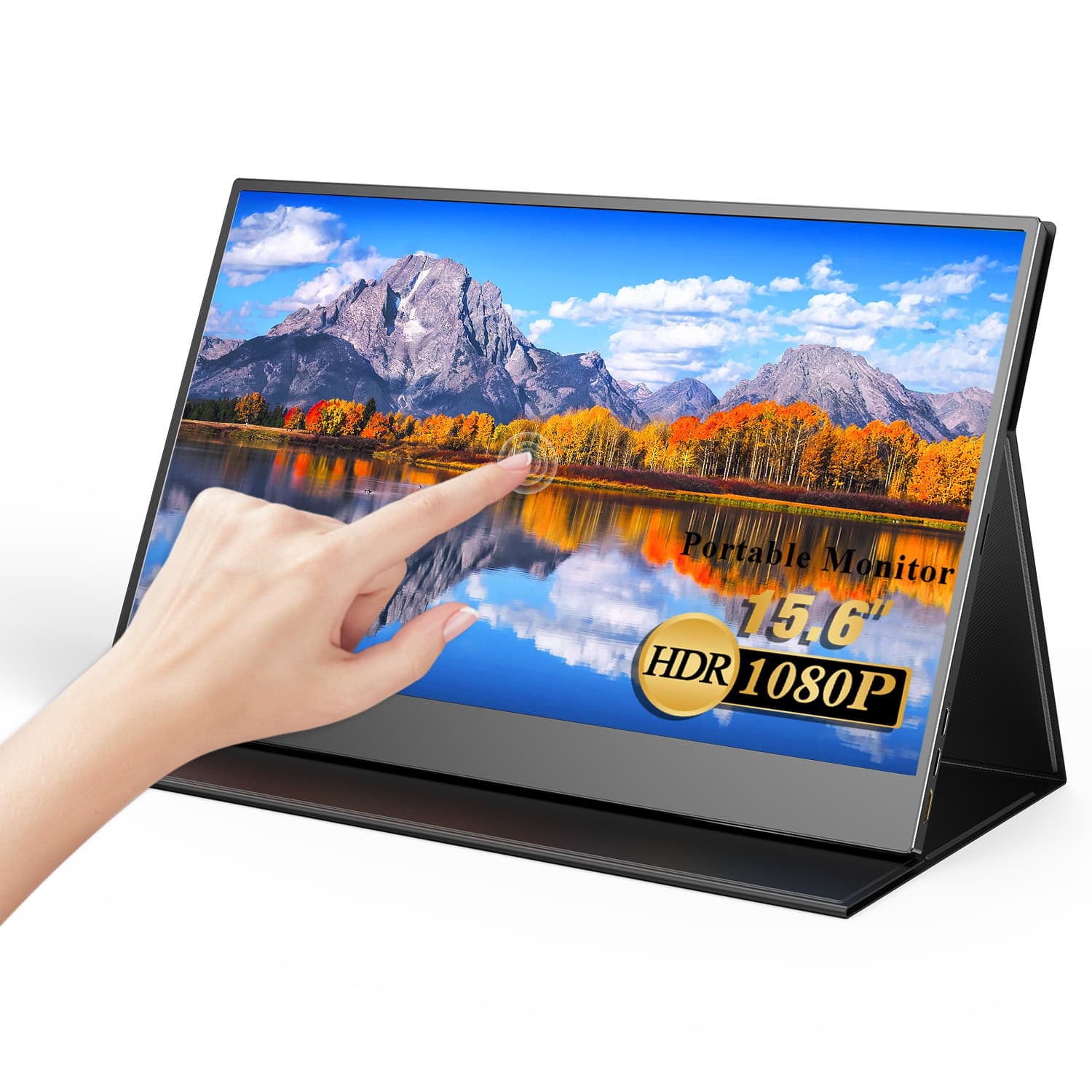 Portable Monitor Touch Screen, UPERFECT 15.6 Inch 1080P FHD IPS HDR Computer Display HDMI USB-C External Laptop Screen, Touchscreen Monitor With Smart Case for laptop
