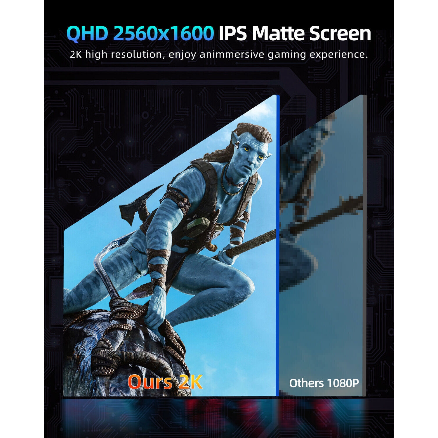 UPERFECT UGame K118 18" 2K 144Hz Portable Gaming Monitor with 100% DCI-P3, FreeSync, HDR, VESA Mount, and Eye-Care Features