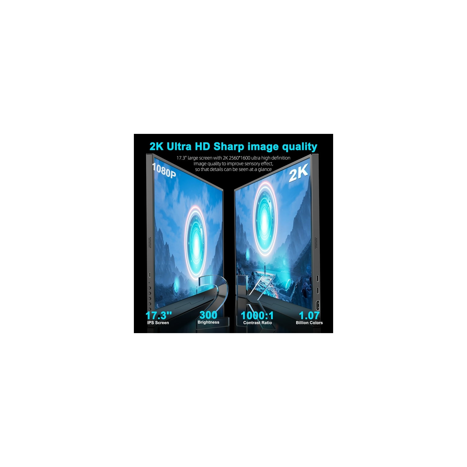 UPERFECT 2560 x 1440 Monitor 17.3 Inch HDR Gaming 144hz IPS Display
