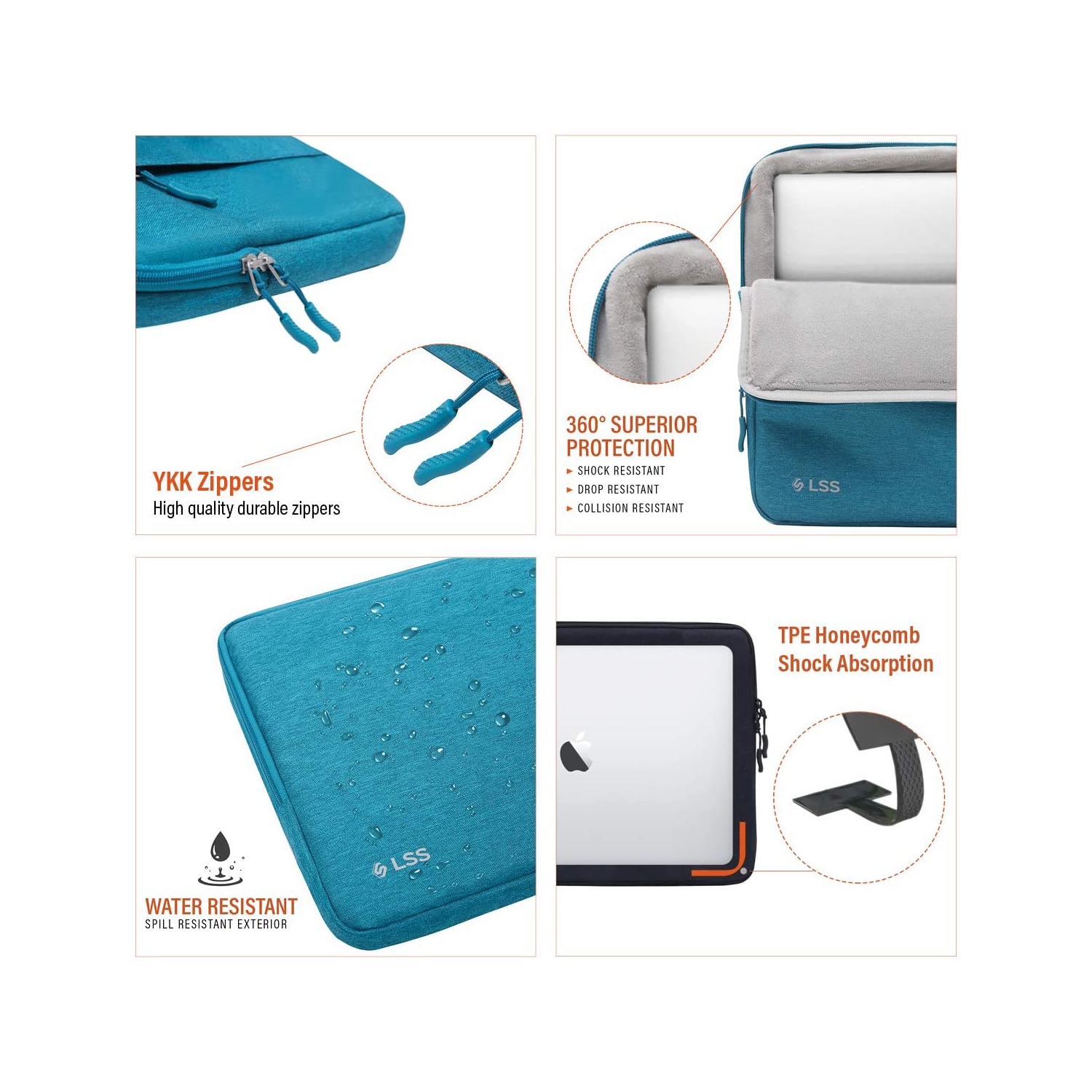 LSS Protective Laptop Sleeve for Men/Women - Stylish & Durable Sleeve Bag for 14"-15.6" Laptops - Cool Laptop Sleeve - Teal