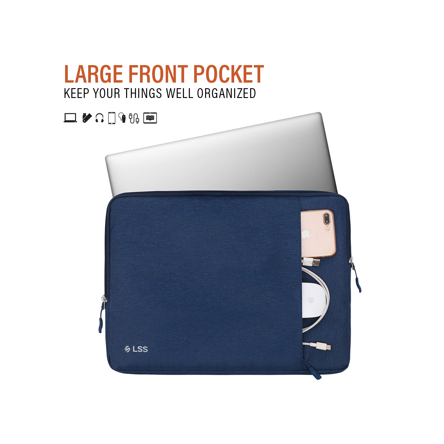 LSS Protective Laptop Sleeve for Men/Women - Stylish & Durable Sleeve Bag for 13"-13.5" Laptops - Cool Laptop Sleeve - Blue