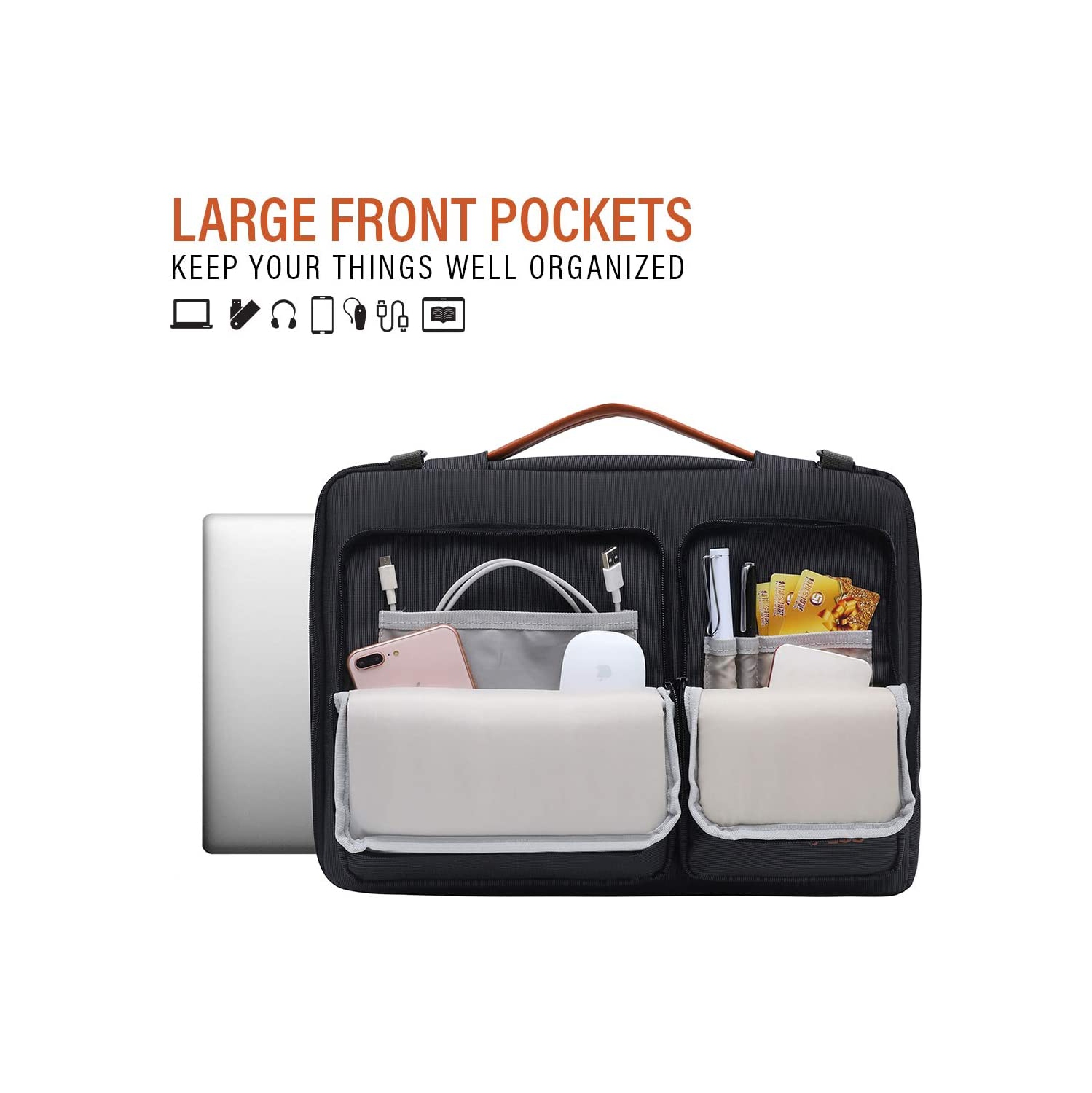 LSS Laptop Bag for Men/Women - Cool, Stylish & Durable Shoulder Sleeve Bag for 13"-13.5" Laptops - Includes Slip Resistant Shoulder Strap - Black