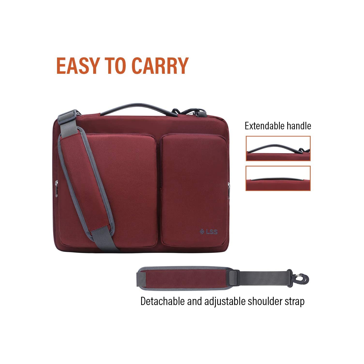 LSS Laptop Bag for Men/Women - Cool, Stylish & Durable Shoulder Sleeve Bag for 13"-13.5" Laptops - Includes Slip Resistant Shoulder Strap - Red