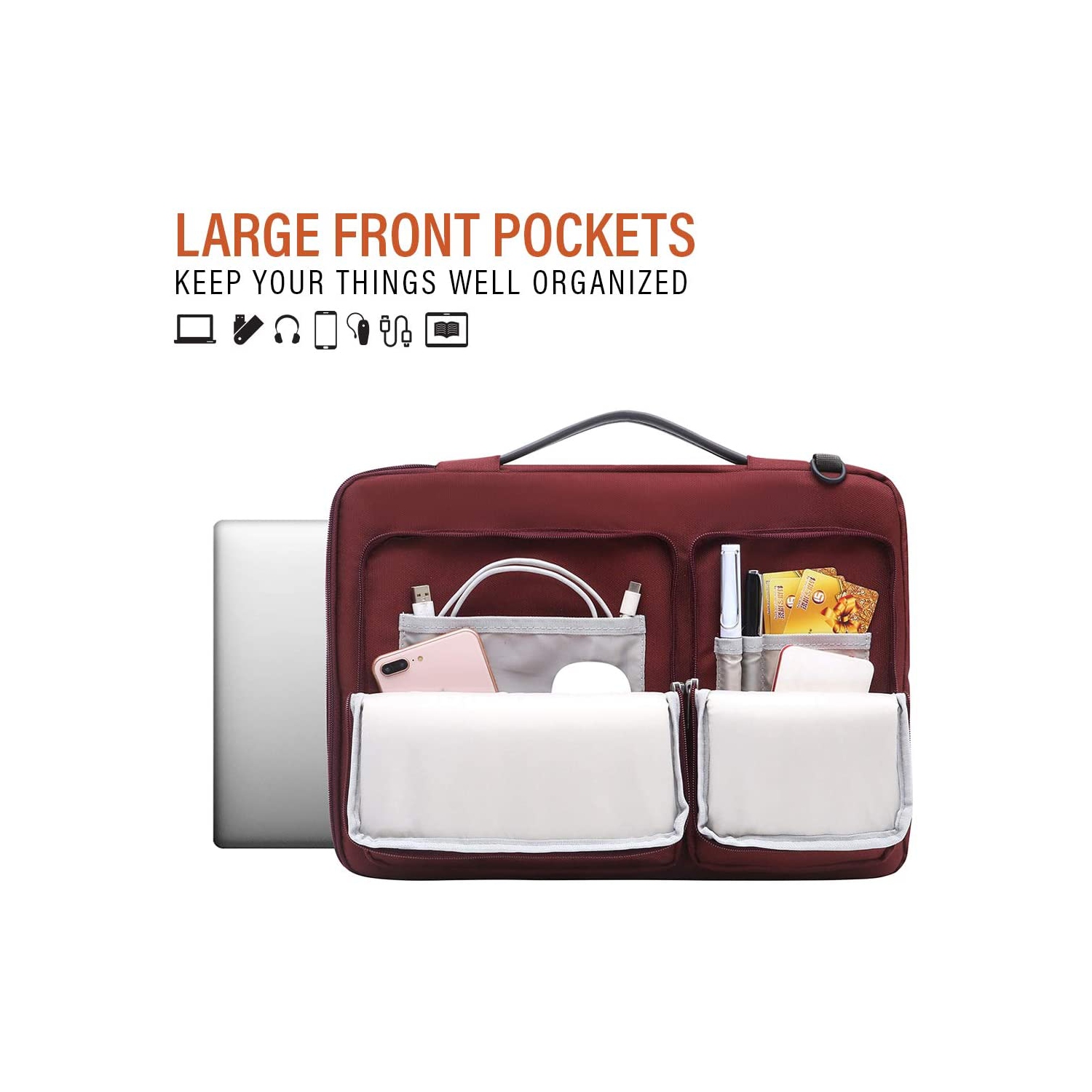 LSS Laptop Bag for Men/Women - Cool, Stylish & Durable Shoulder Sleeve Bag for 13"-13.5" Laptops - Includes Slip Resistant Shoulder Strap - Red