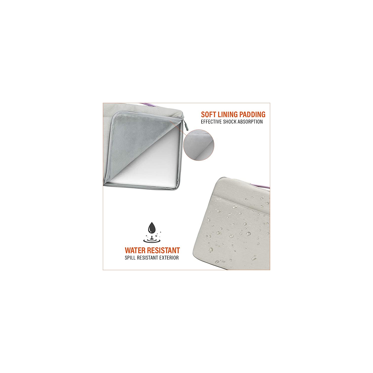 LSS Protective Laptop Sleeve Case with PU Leather Handle for Men/Women - Stylish & Durable Sleeve for 13”-13.5" Laptops, Laptop Sleeve - Light Grey