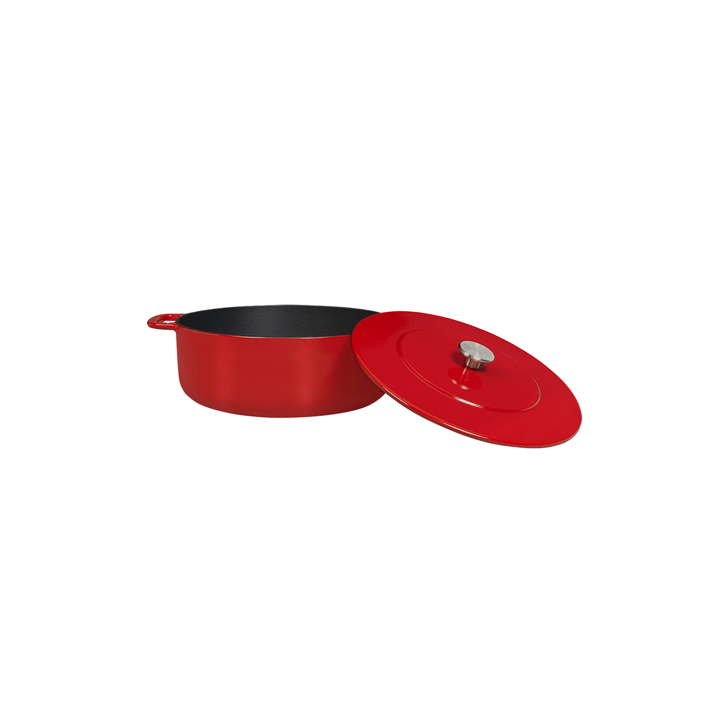 Combekk Cast Iron 24cm Red Dutch Oven and Dual-Handle Frying Pan, 2 Pc. Set