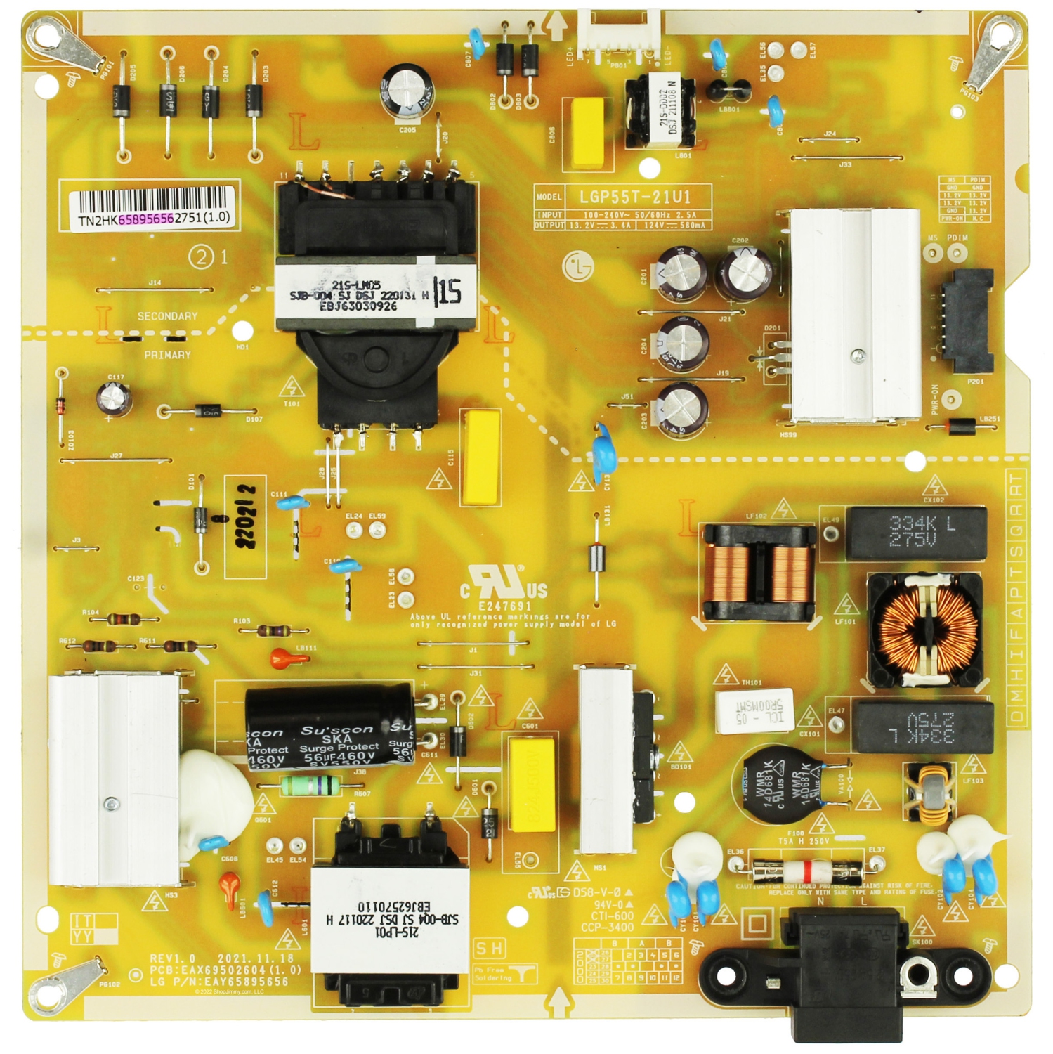 Refurbished (Good) LG TV Power Supply Assembly (Ver. BCCFLKR) EAY65895656