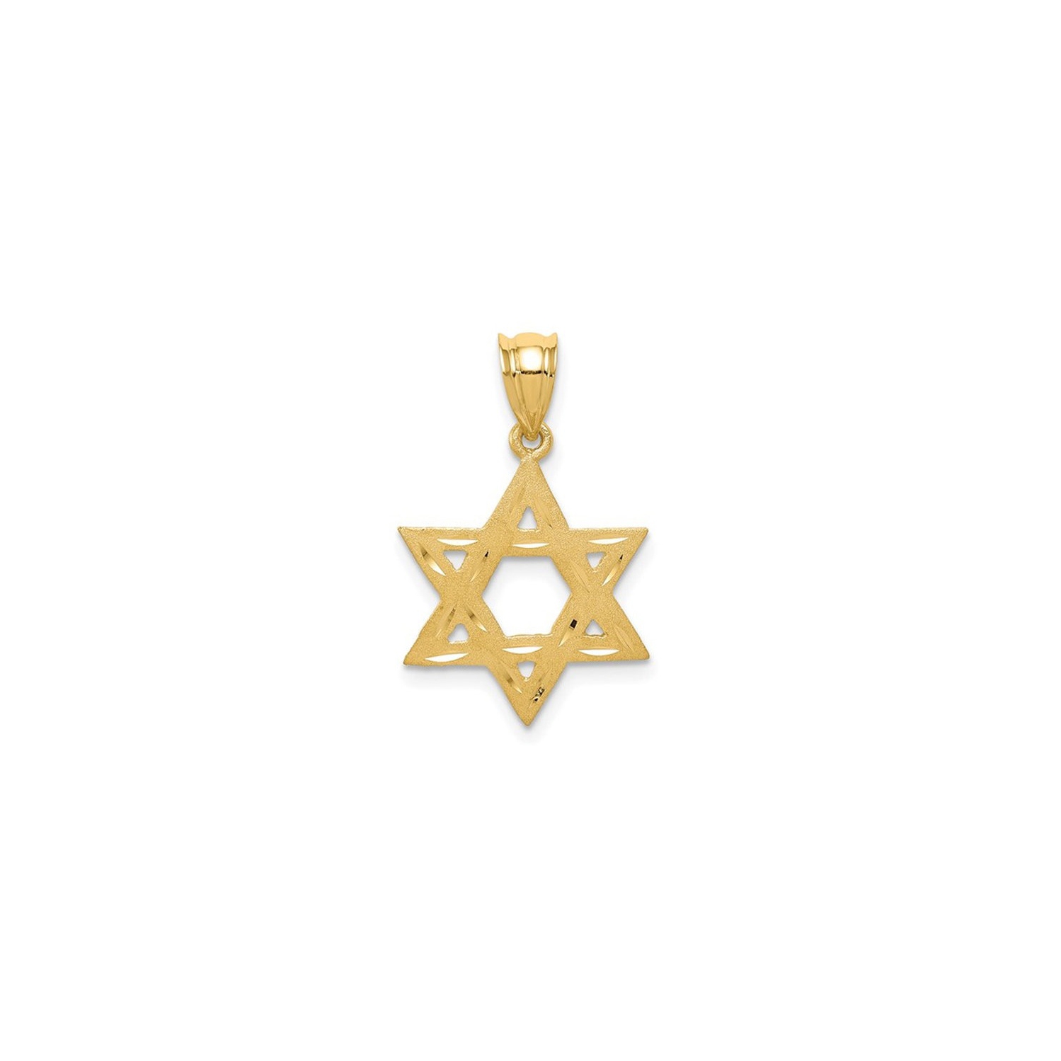 Star Of David Pendant in Satin 14K Yellow Gold