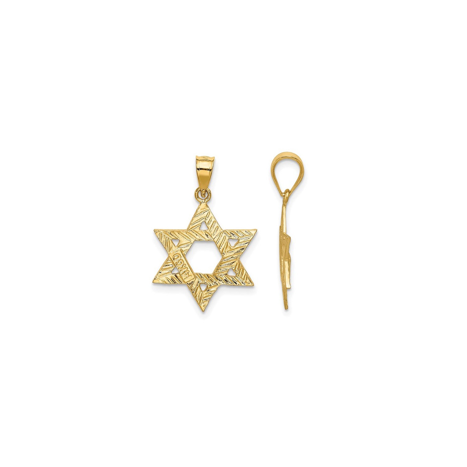 Star Of David Pendant in Satin 14K Yellow Gold