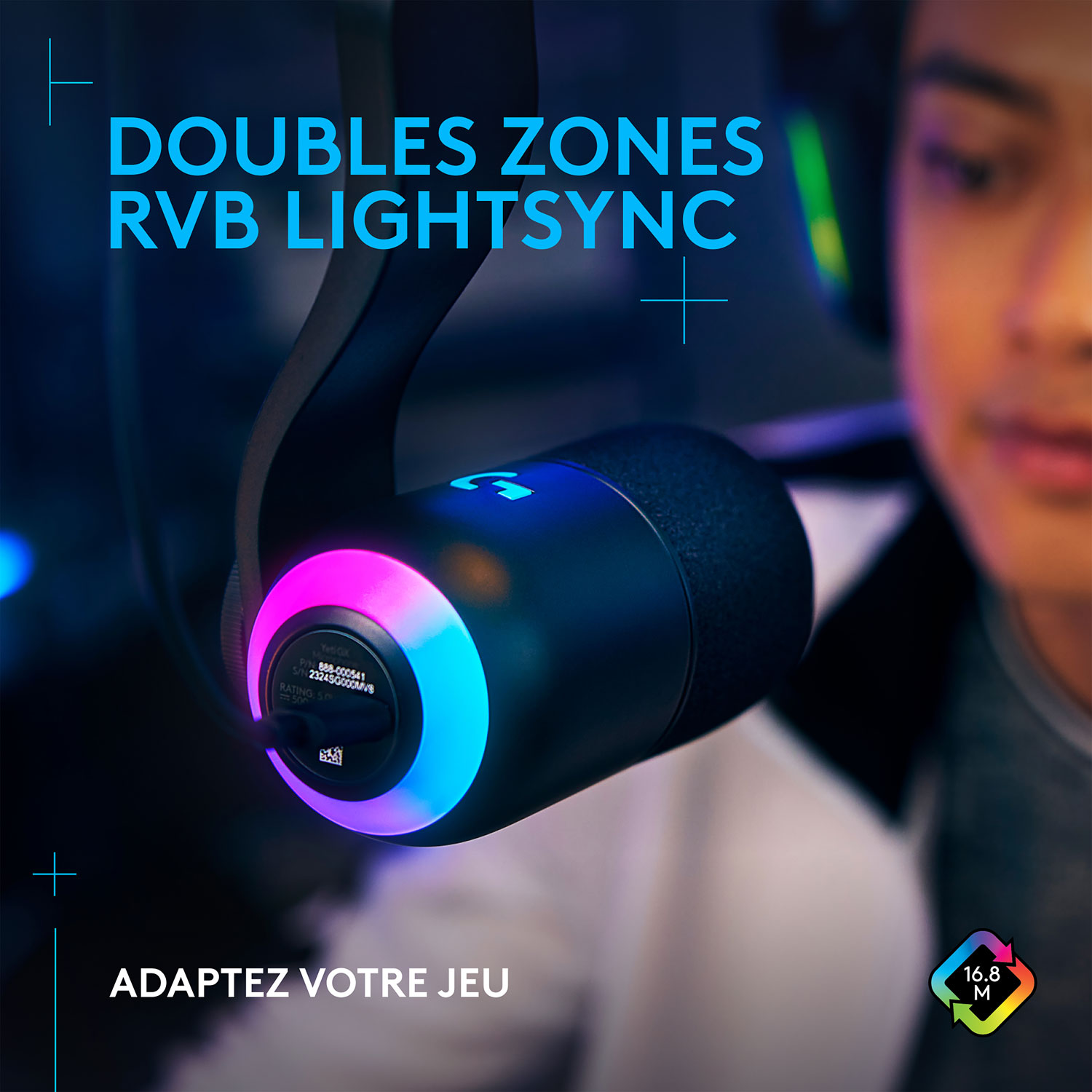 Ensemble avec micro dynamique de jeu supercardidoïde LIGHTSYNC RVB Yeticaster GX et bras de tige pour microphone de Logitech G - Exclusivité de Best