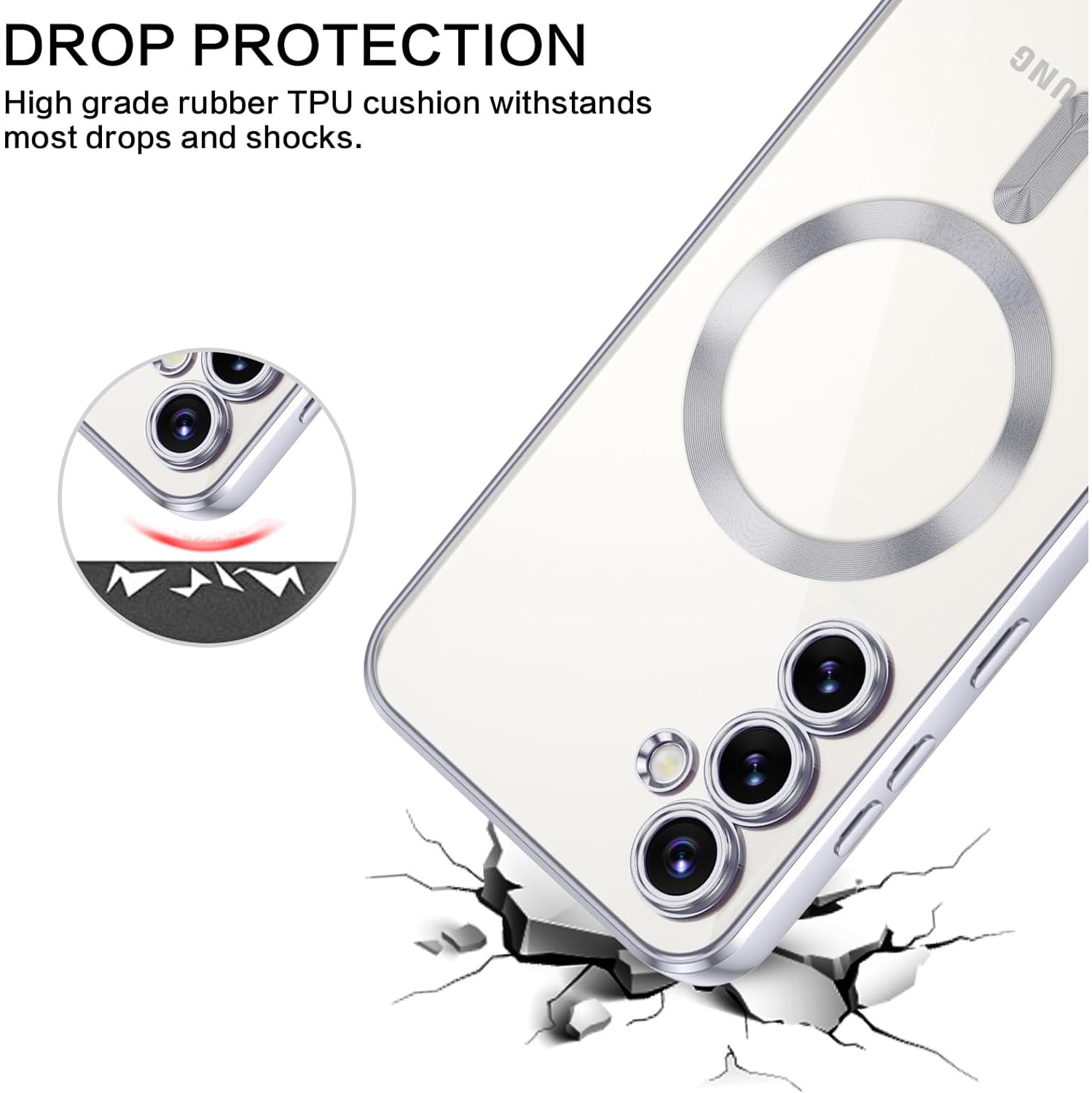 Magnetic Case Designed for Samsung Galaxy S23 5G - Compatible with MagSafe Charging & Accessories - Silver