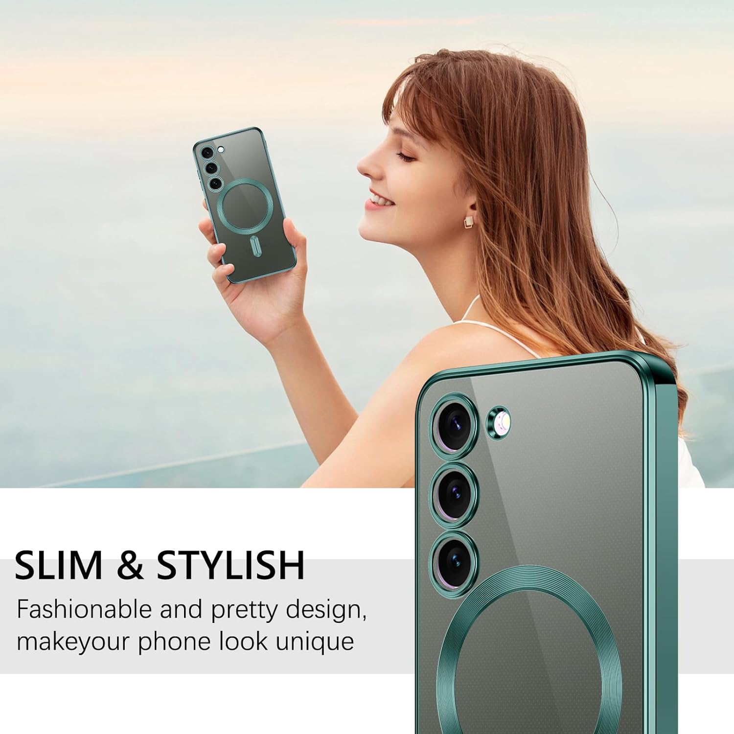 Magnetic Case Designed for Samsung Galaxy S23 5G - Compatible with MagSafe Charging & Accessories - Green