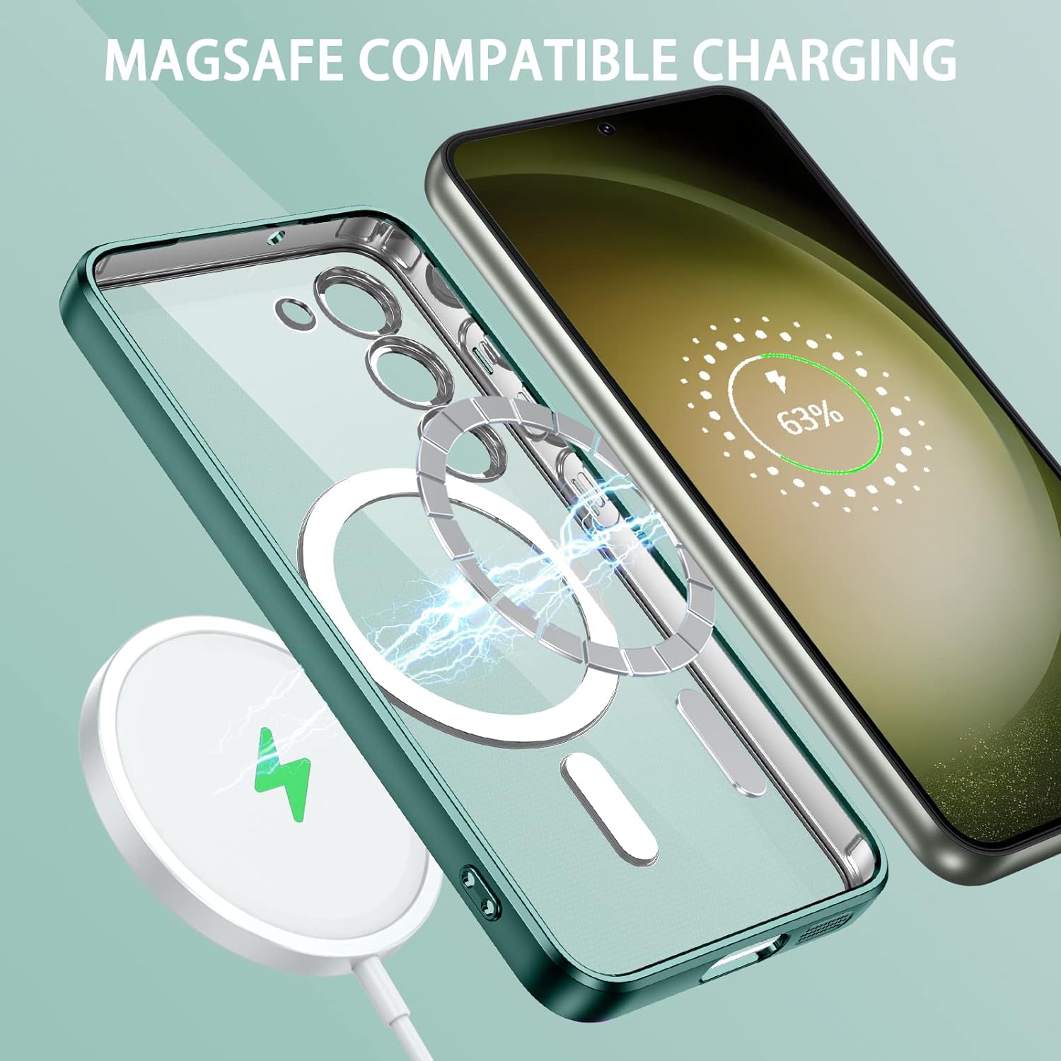 Magnetic Case Designed for Samsung Galaxy S23 5G - Compatible with MagSafe Charging & Accessories - Green
