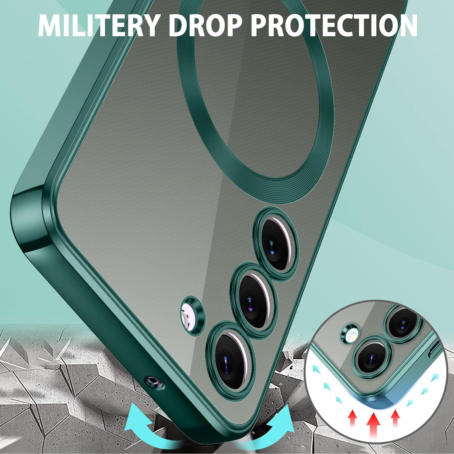 Étui magnétique conçu pour le Galaxy S23 plus de Samsung - compatible avec le chargement et les accessoires MagSafe - Vert