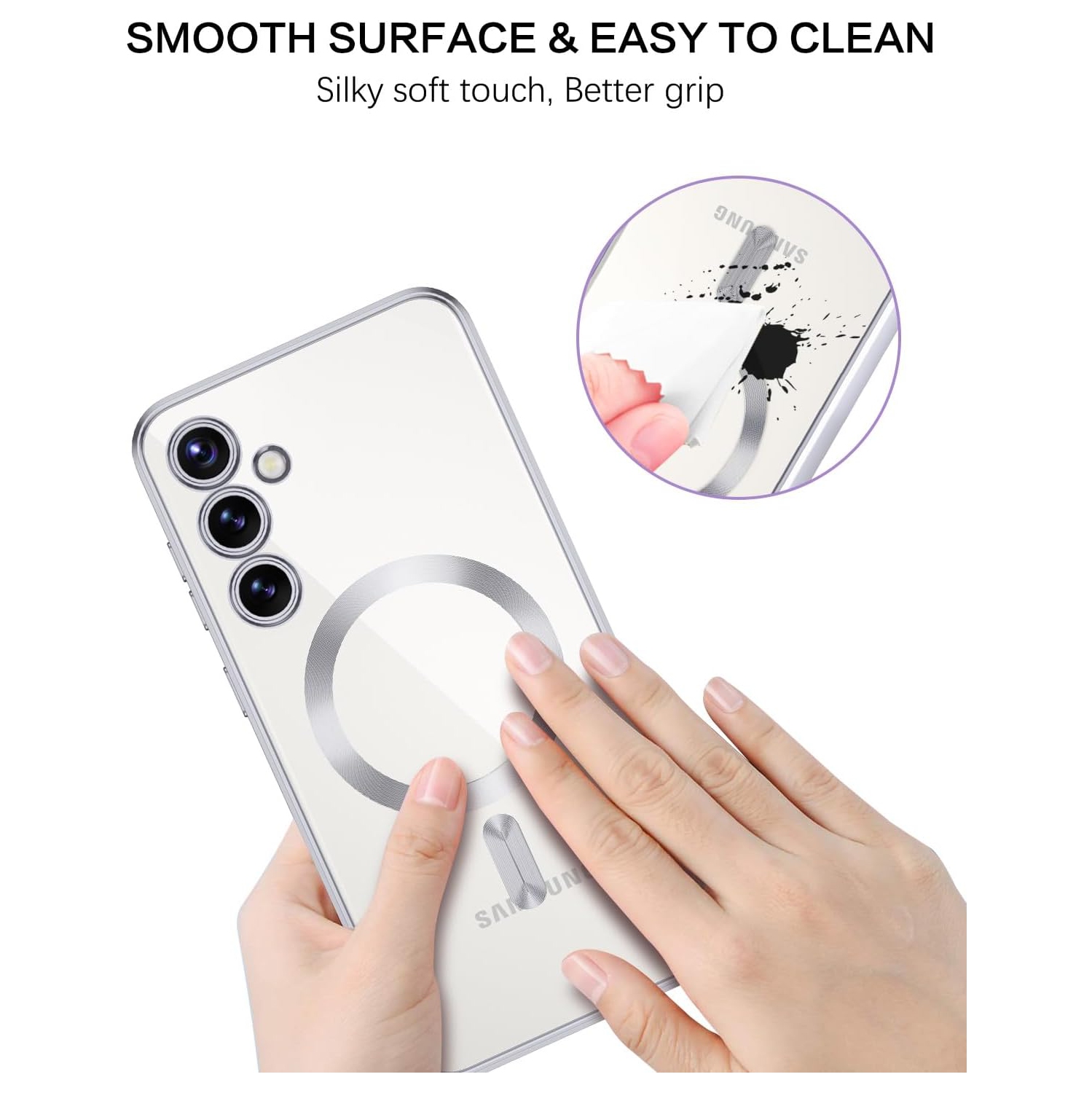 Magnetic Case Designed for Samsung Galaxy S23 Plus - Compatible with MagSafe Charging & Accessories - Silver