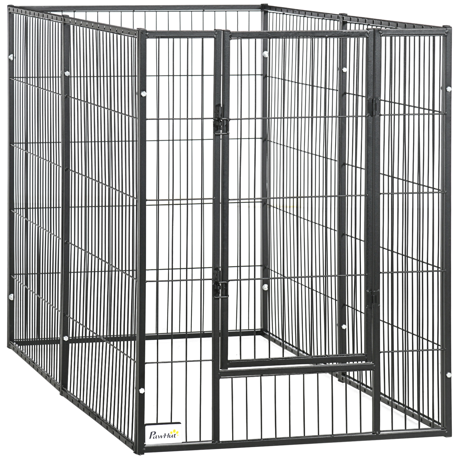 PawHut 6 Panel Dog Playpen Dog Pen Metal Pet Fence for Outside Indoor, Adjustable Width, Heavy Duty Steel Frame, 32.5"-59"W x 24"D x 40''H Black