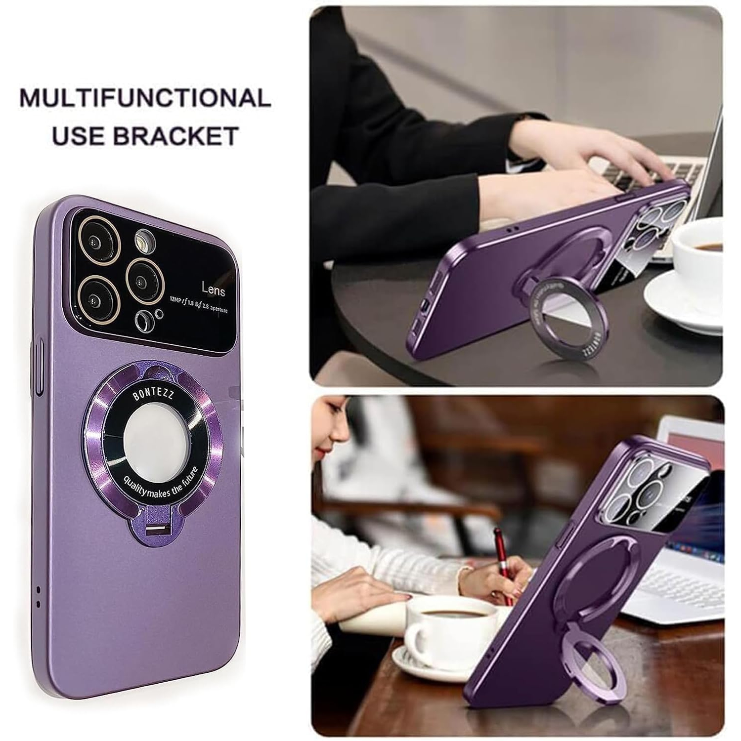 Étui de téléphone SuperShield pour iPhone 15 plus Coridbrief Grand étui de téléphone fenêtre étiquette de fuite Support magnétique, Bontezz pour étui