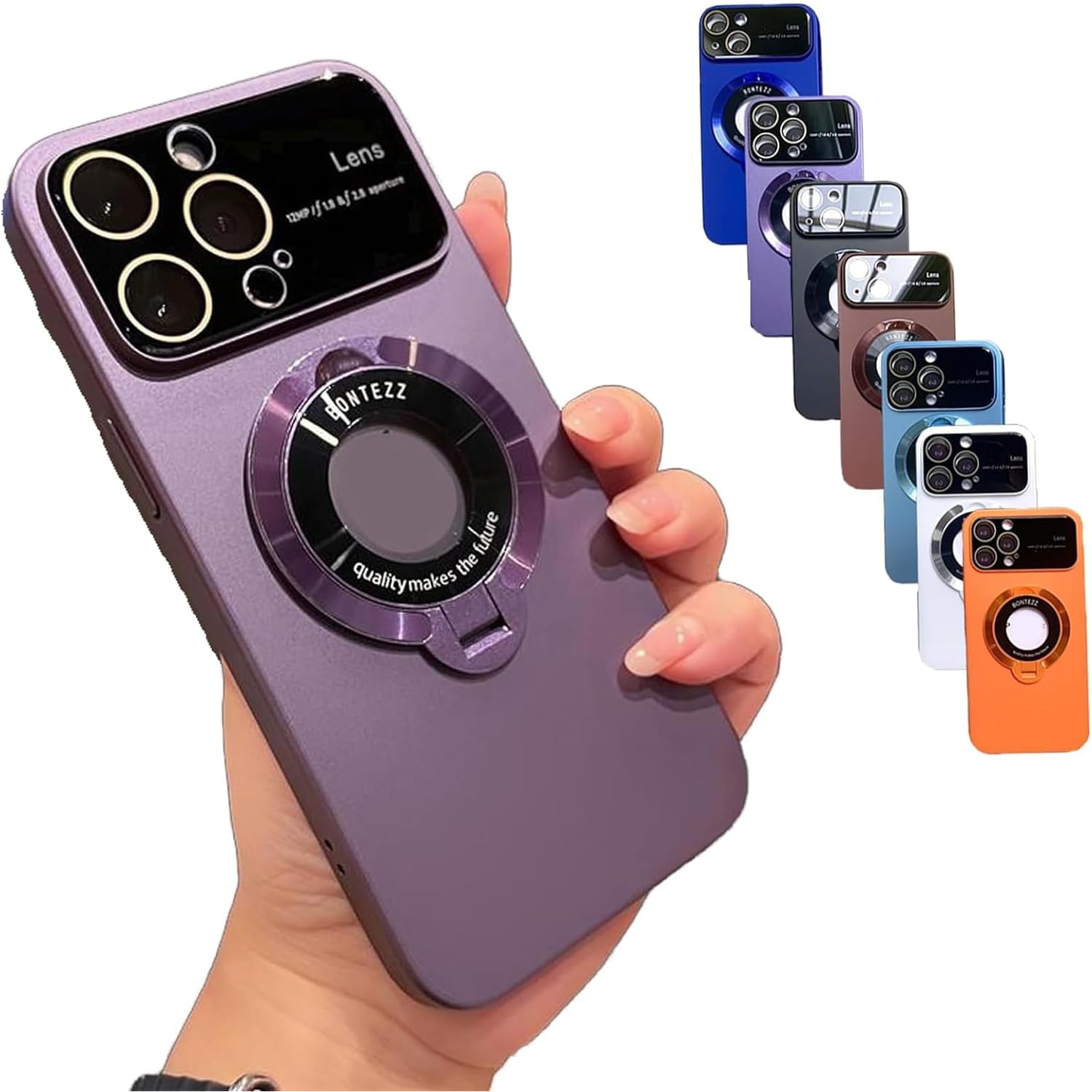 SuperShield Phone Case for iPhone 15 Coridbrief Large Window Phone Case Leak Label Magnetic Bracket, Bontezz for iPhone 15 MagSafe Satad Case - Purple