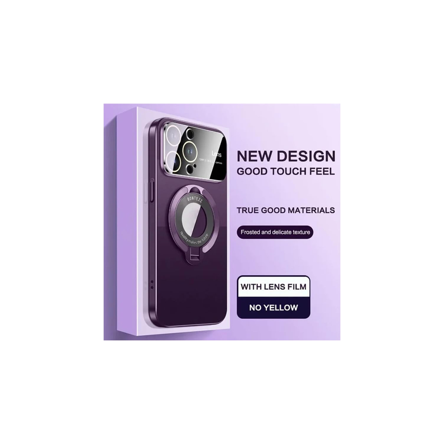 SuperShield Phone Case for iPhone 15 Coridbrief Large Window Phone Case Leak Label Magnetic Bracket, Bontezz for iPhone 15 MagSafe Satad Case - Purple