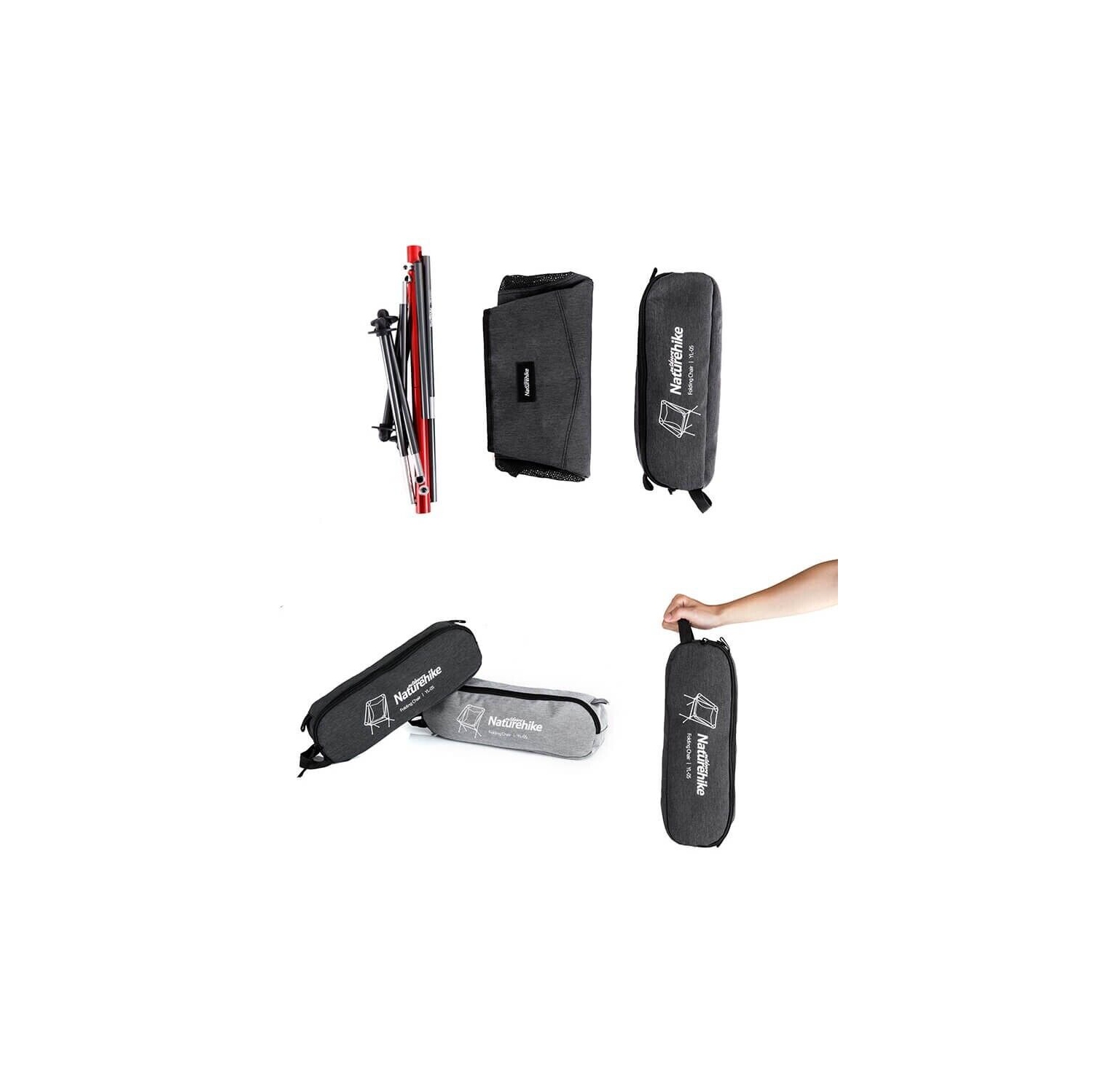 NATURREHAKE – CHAISE LUNE COMPACTE portative d’extérieur pliable, gris