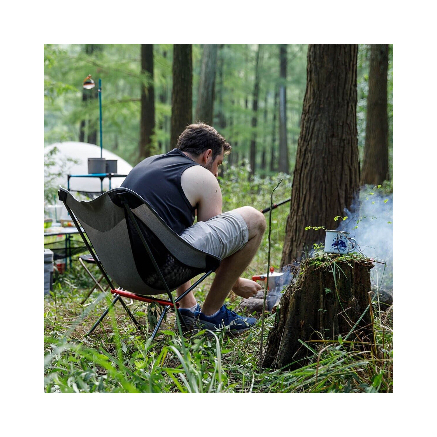 NATURREHAKE – CHAISE LUNE COMPACTE portative d’extérieur pliable, gris