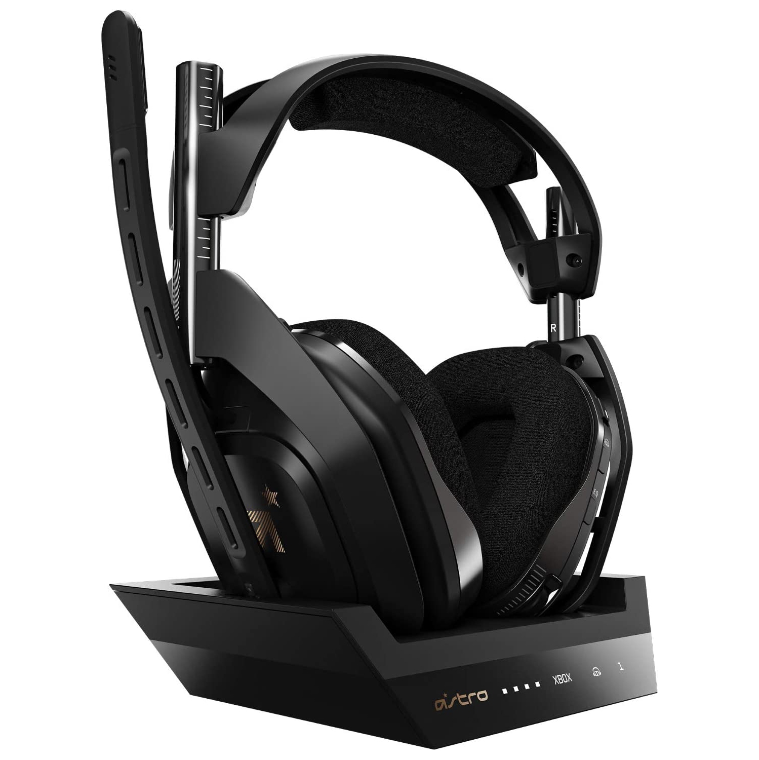 Refurbished (Excellent): ASTRO Gaming A50 Wireless + Base Station for Xbox One and Series X & PC - Black/Gold - Headset + Base Edition