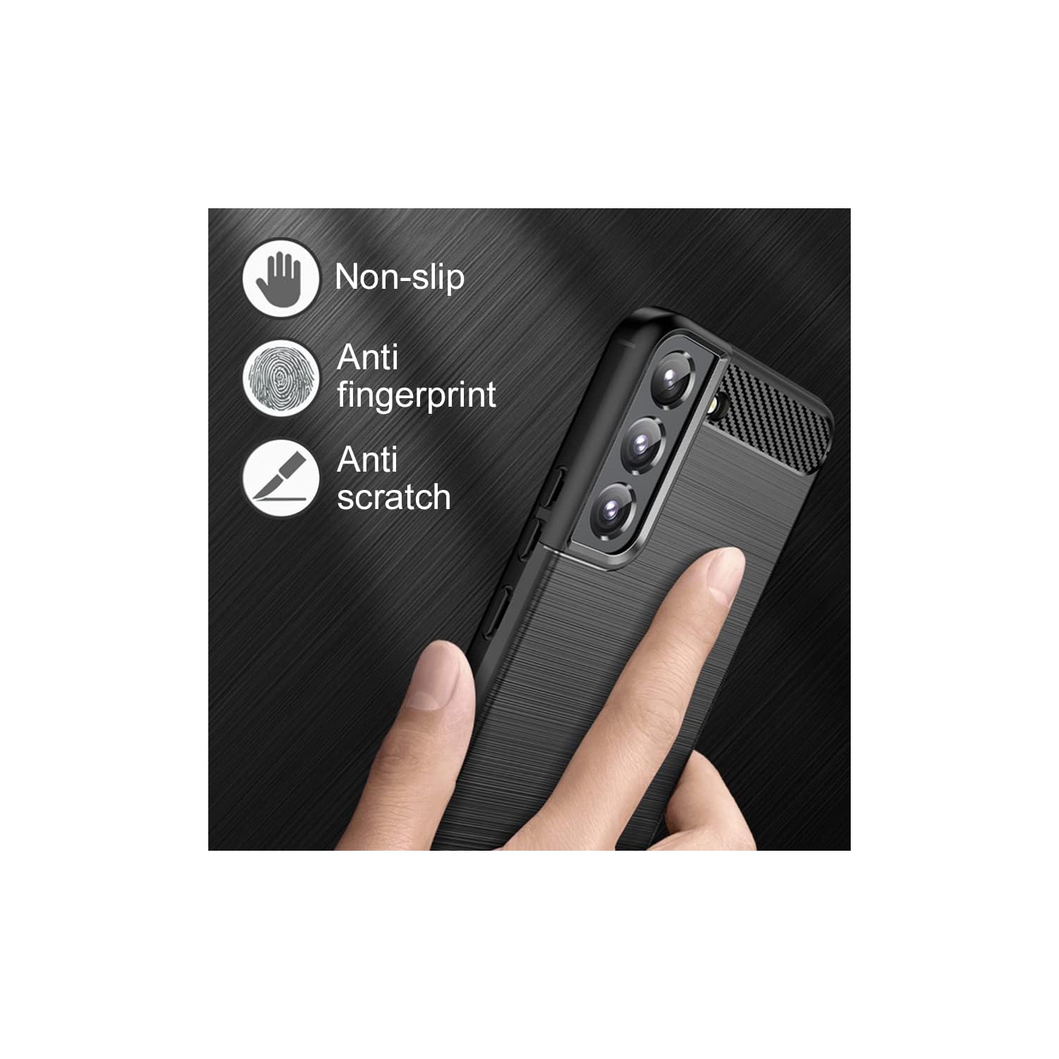 SuperShield Case for Samsung Galaxy S23, Soft Slim Brushed TPU Carbon Fiber Design Protective Cover, Thin Durable Phone Case, Shockproof Protection,