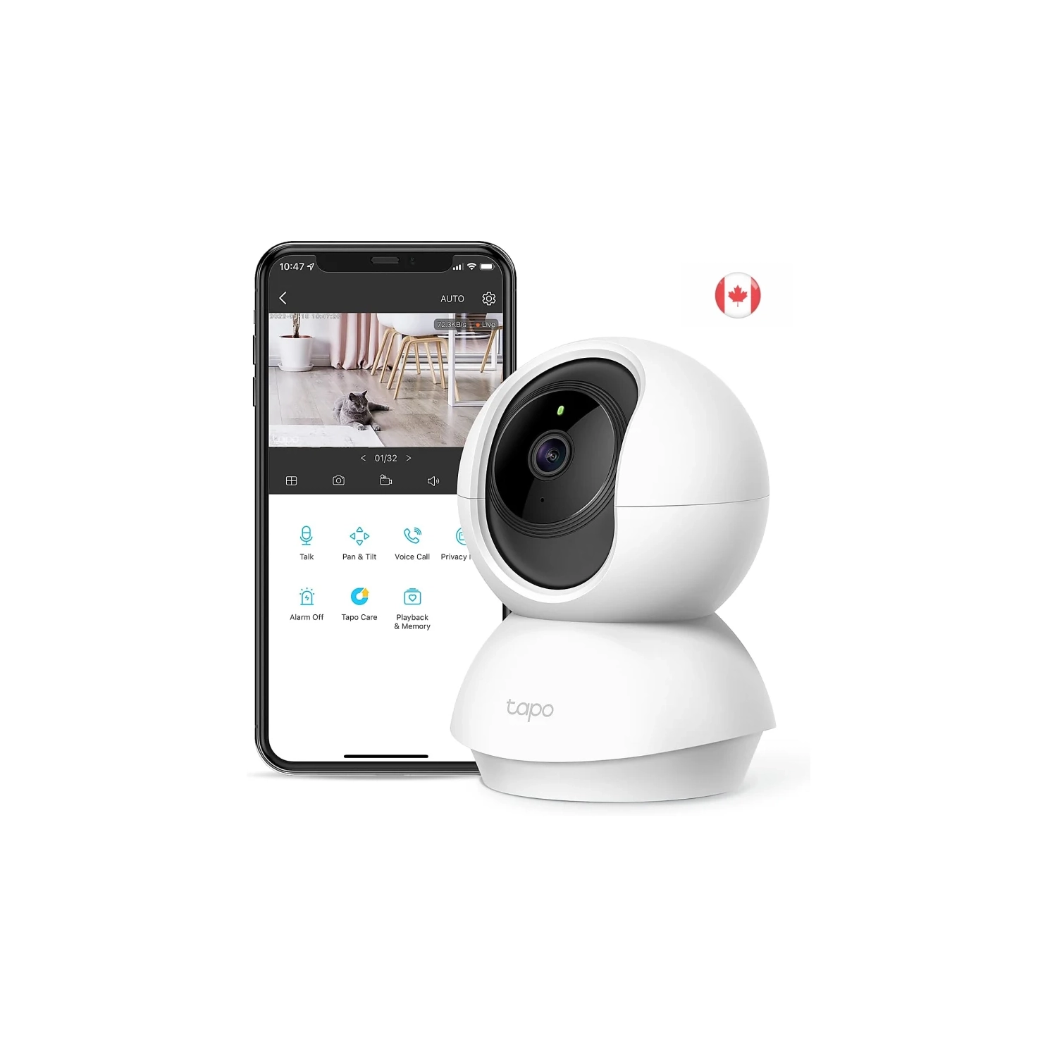 Smart Pan/Tilt Indoor Security Camera | 1080p Full HD, Motion Tracking, Night Vision