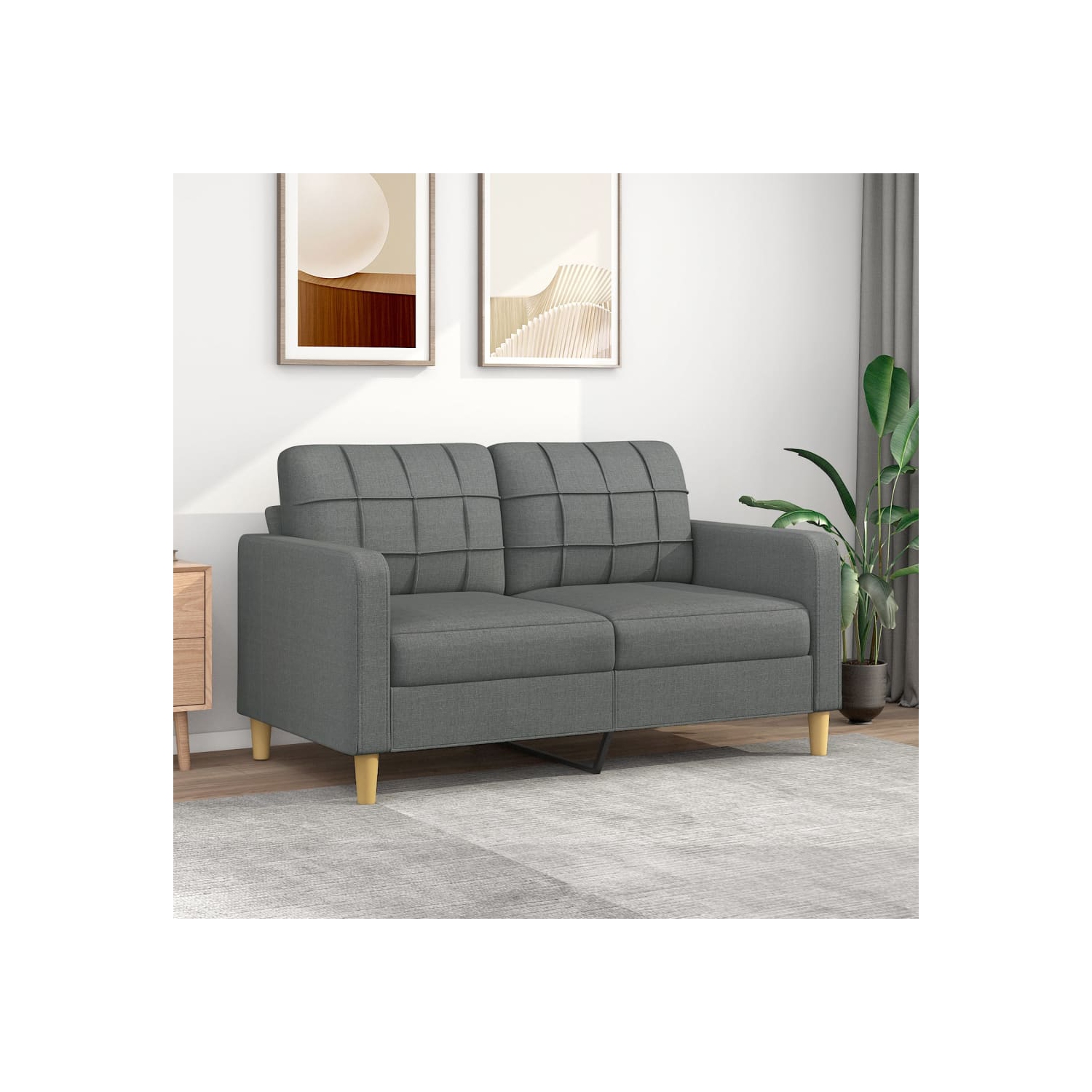 vidaXL 2-Seater Sofa Dark Grey 140 cm Fabric