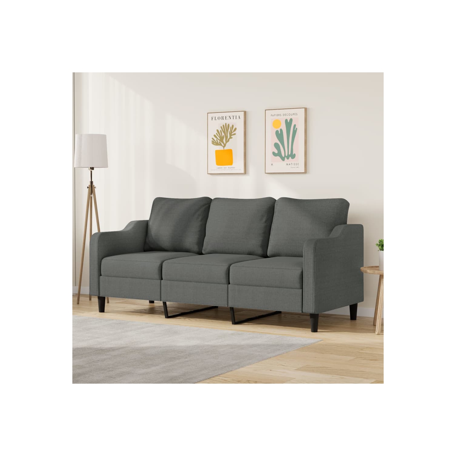 vidaXL 3-Seater Sofa Dark Grey 180 cm Fabric