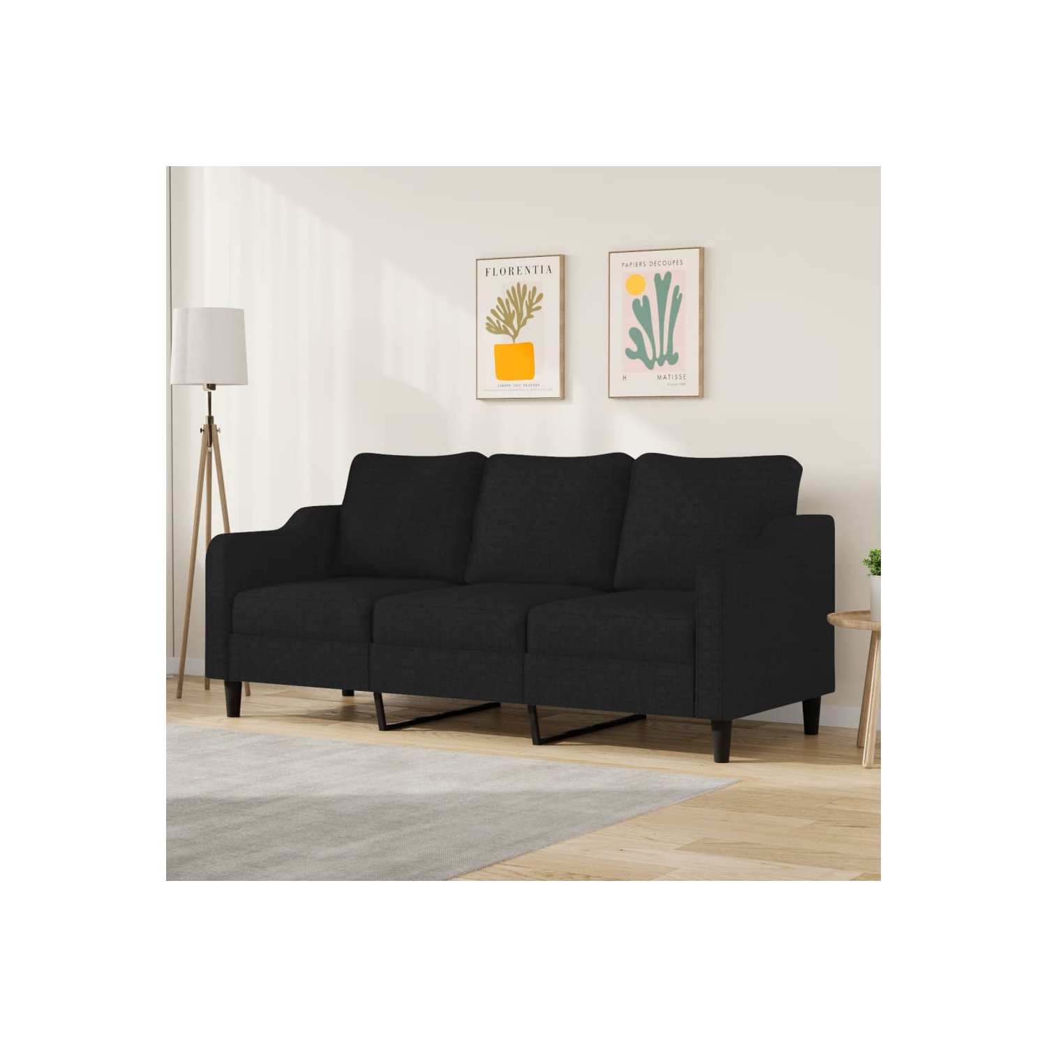 vidaXL 3-Seater Sofa Black 180 cm Fabric