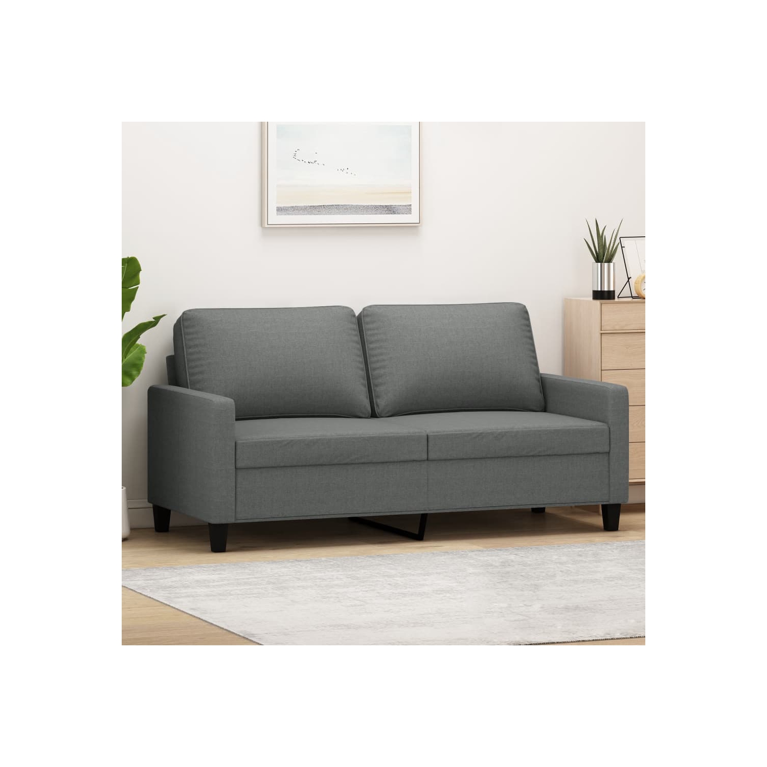 Sofa à 2 sièges en tissu 140 cm gris foncé vidaXL