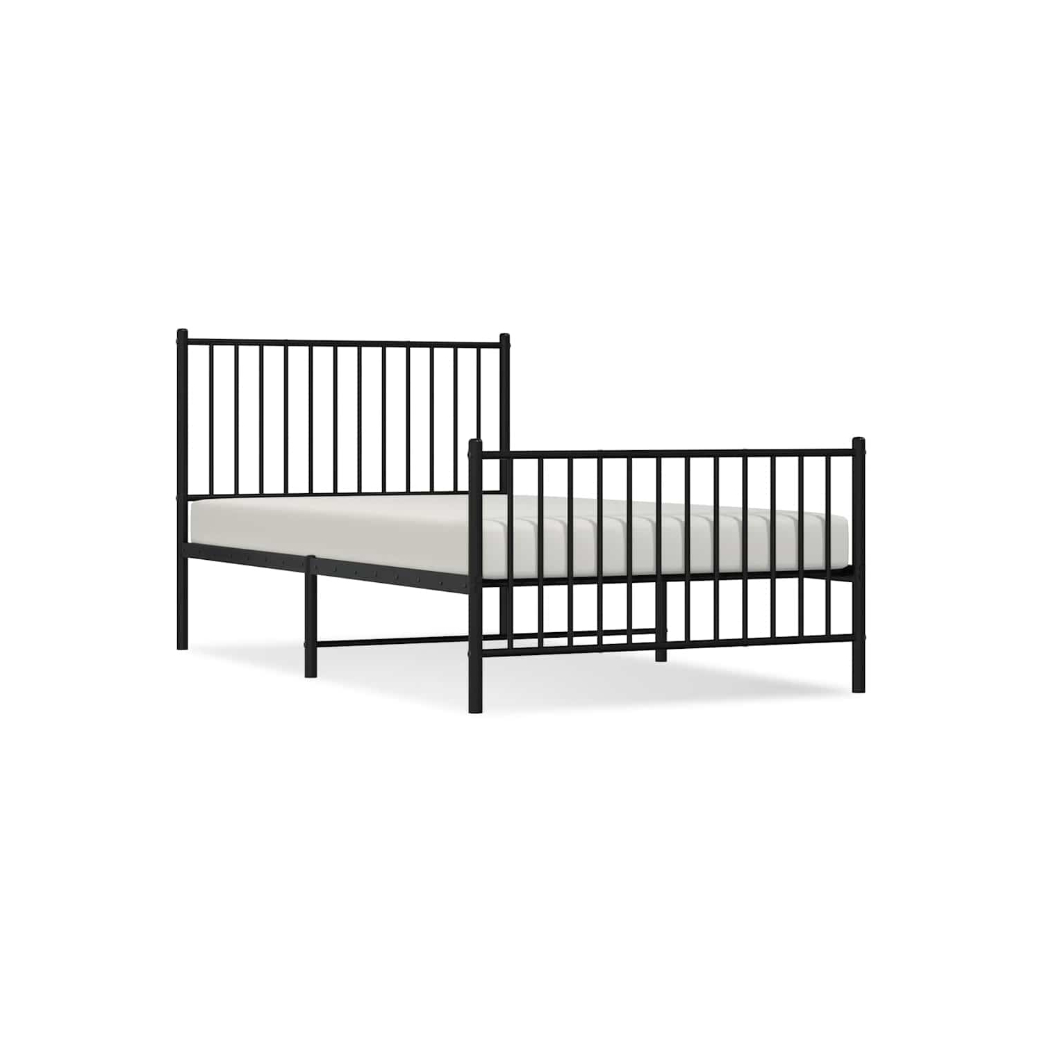 vidaXL Black Metal Twin Bed Frame with Headboard & Footboard, Heavy-Duty, No Mattress