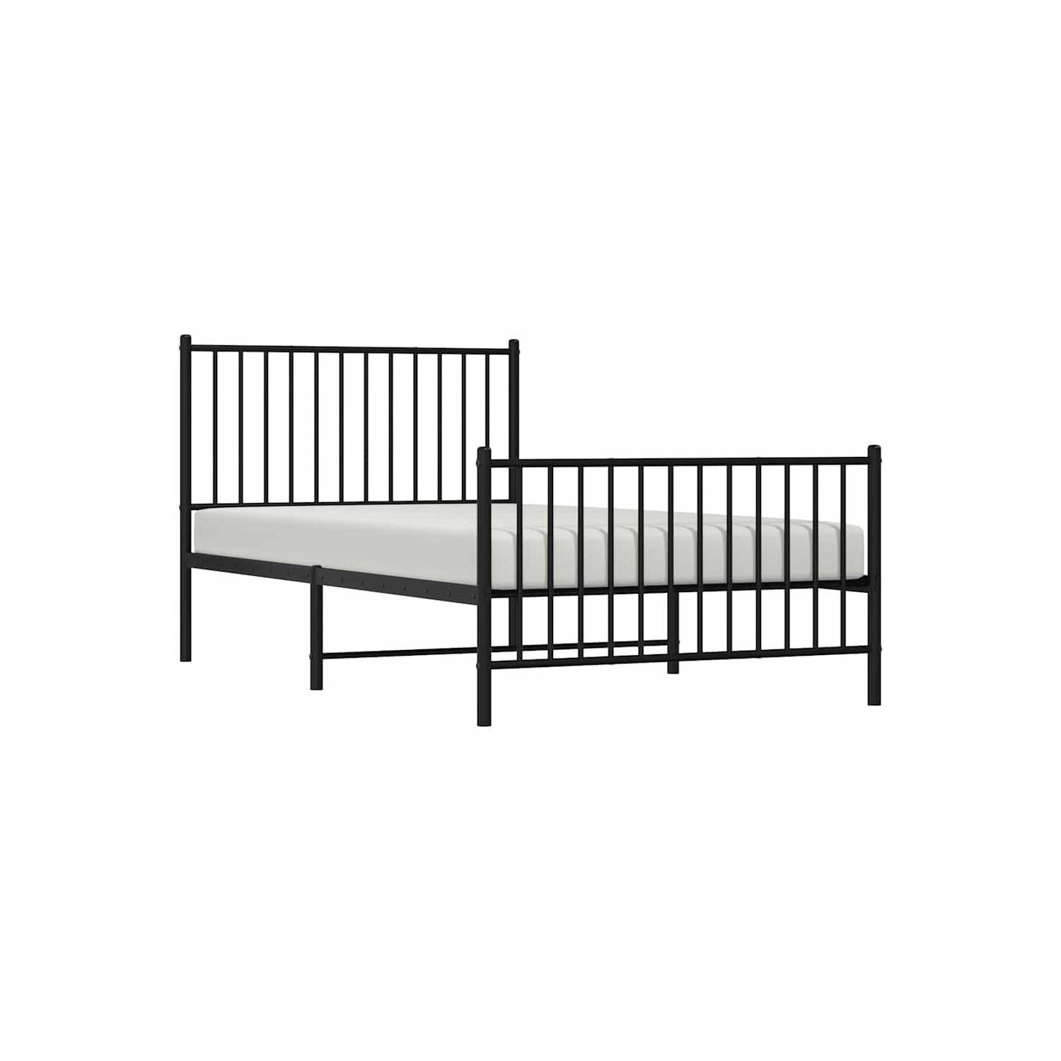 vidaXL Black Metal Twin Bed Frame with Headboard & Footboard, Heavy-Duty, No Mattress