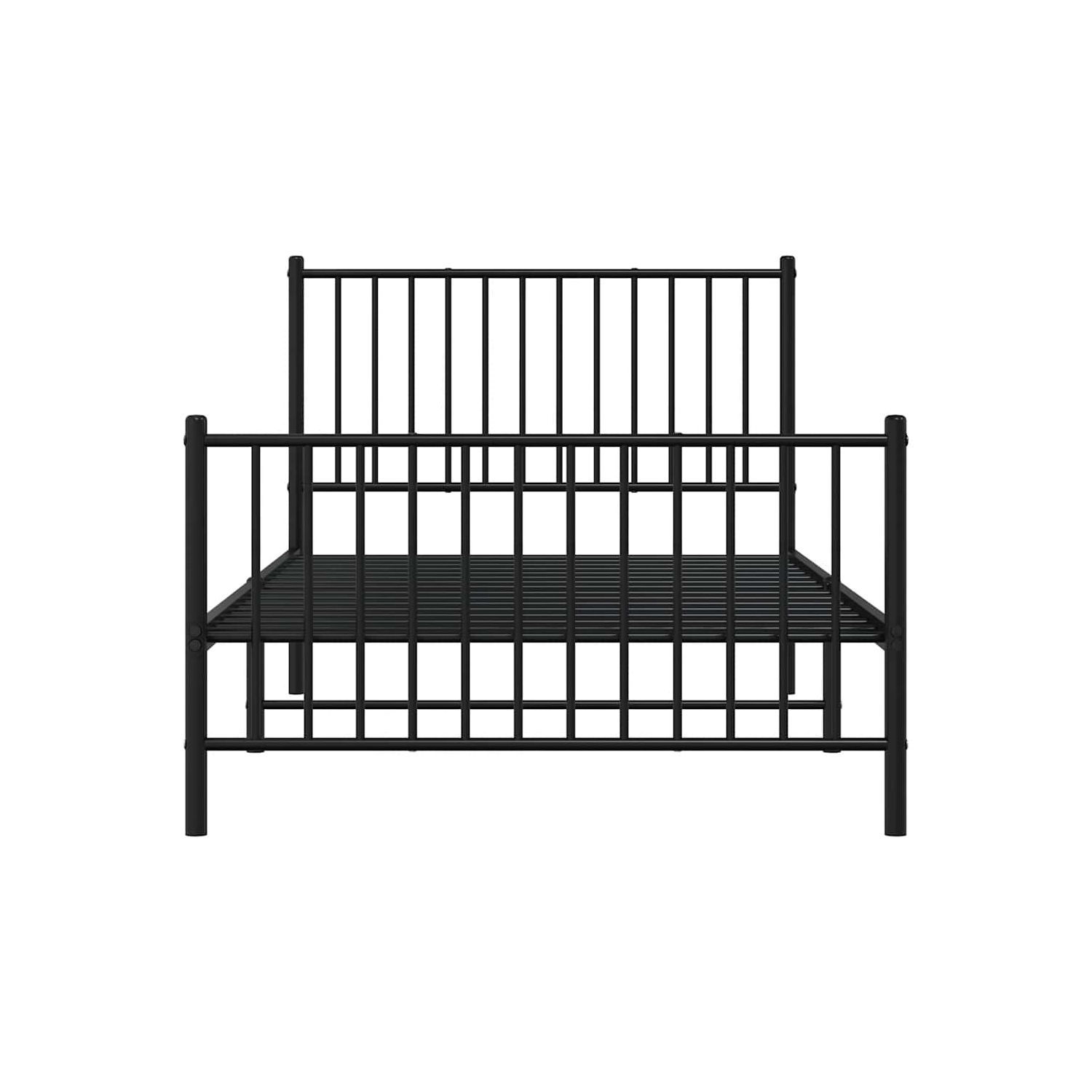 vidaXL Black Metal Twin Bed Frame with Headboard & Footboard, Heavy-Duty, No Mattress