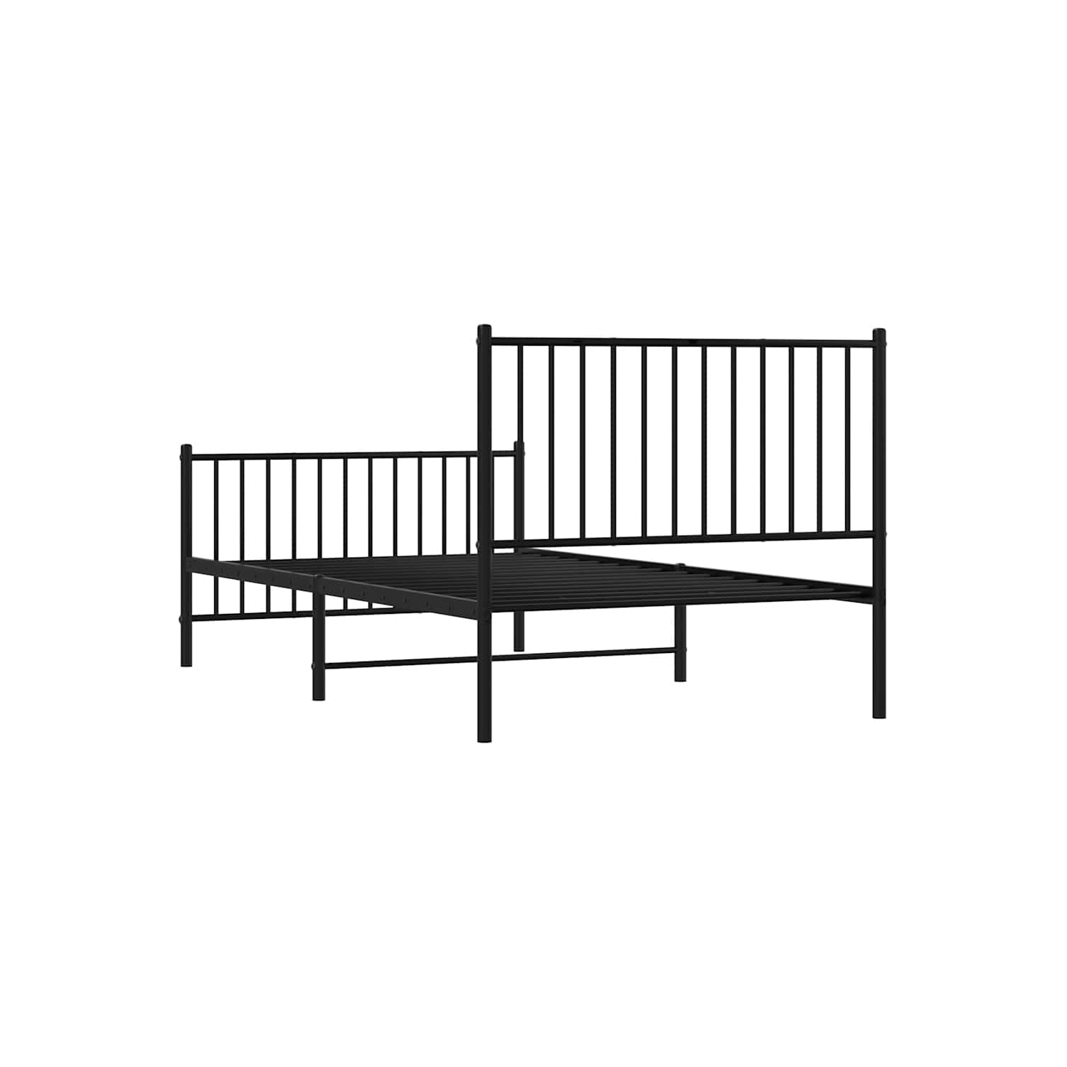 vidaXL Black Metal Twin Bed Frame with Headboard & Footboard, Heavy-Duty, No Mattress