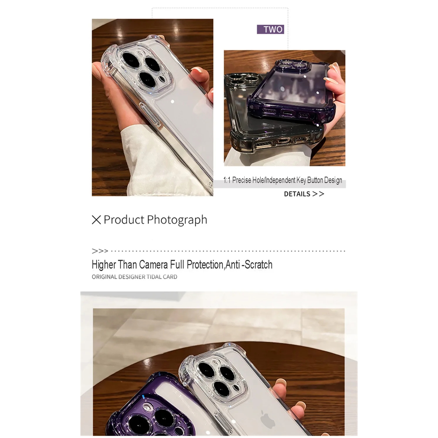 Luxury Noble Shockproof Soft Transparent Case For iPhone 15 Plus Bumper Clear Case Cover - Purple