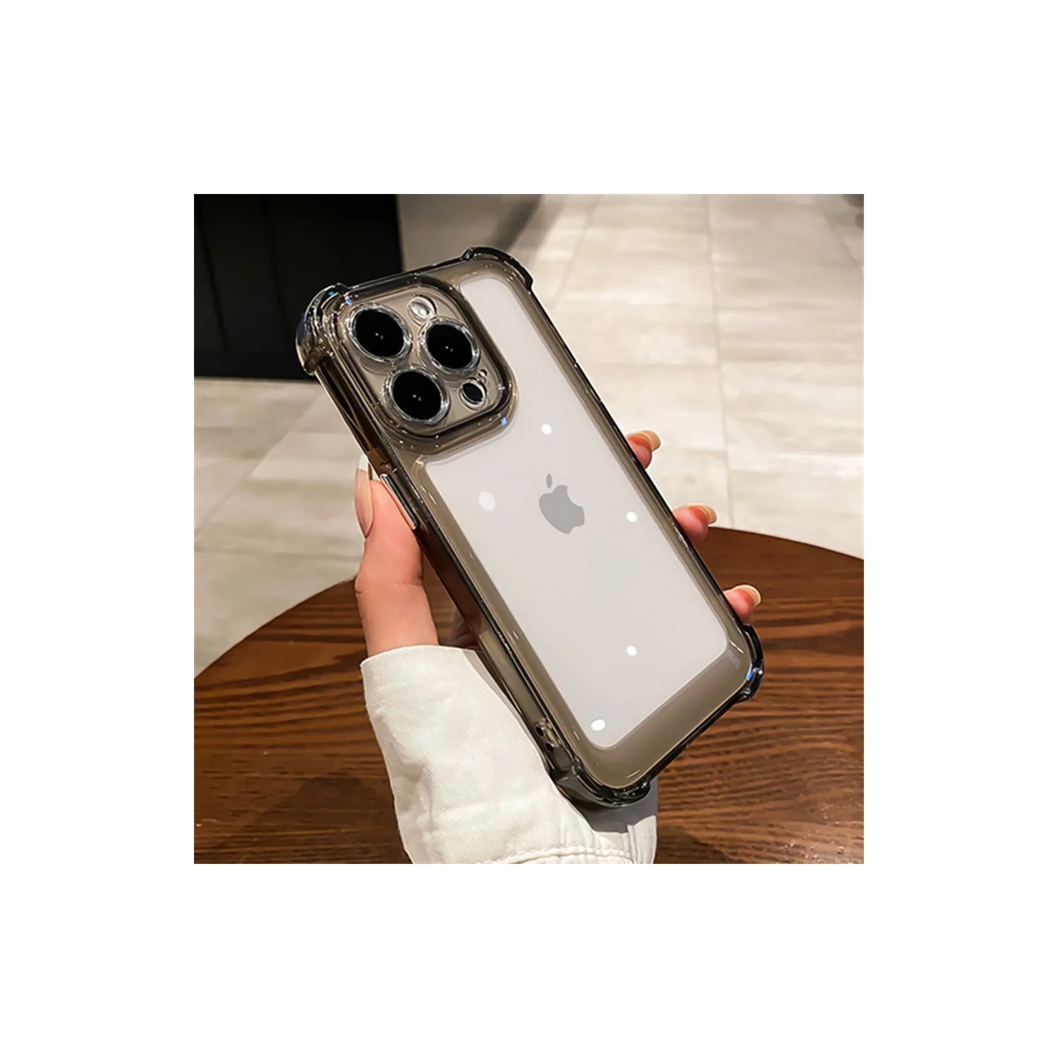 Luxury Noble Shockproof Soft Transparent Case For iPhone 15 Plus Bumper Clear Case Cover - Black