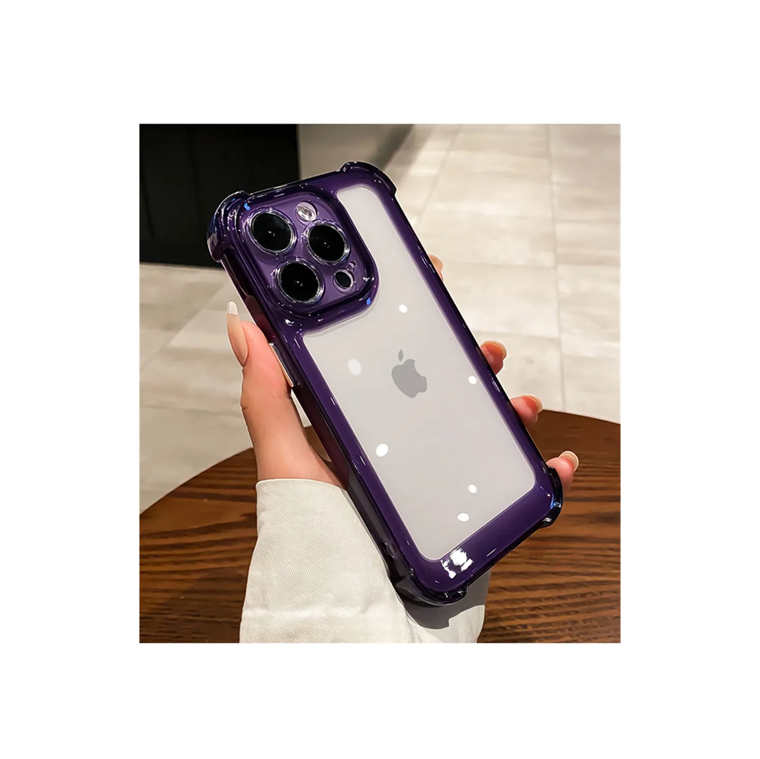Luxury Noble Shockproof Soft Transparent Case For iPhone 15 Pro Bumper Clear Case Cover - Purple