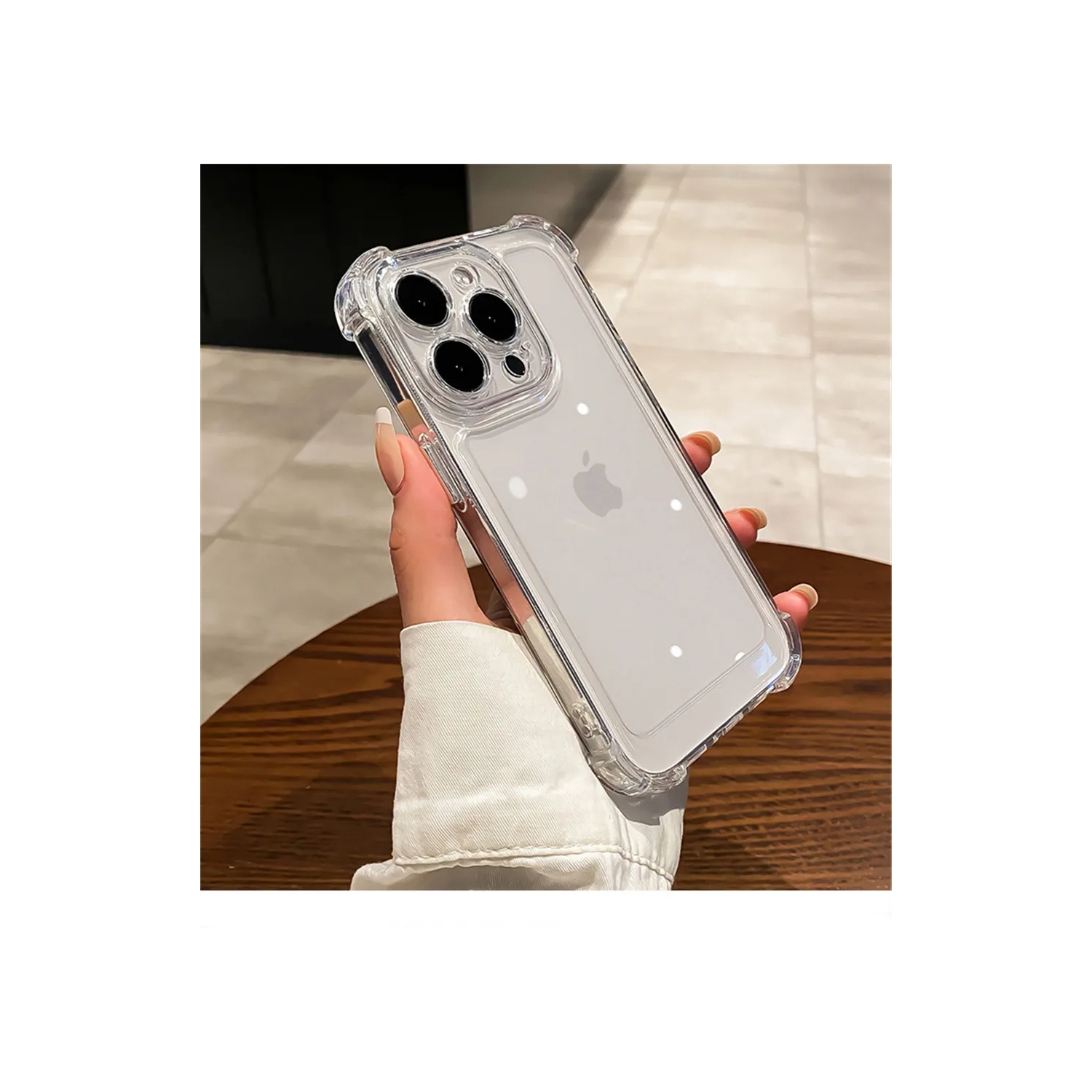 Luxury Noble Shockproof Soft Transparent Case For iPhone 15 Pro Bumper Clear Case Cover - Clear