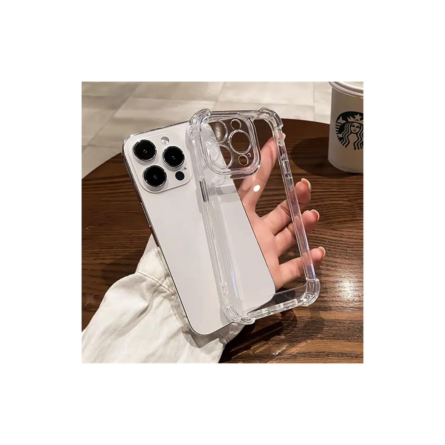 Luxury Noble Shockproof Soft Transparent Case For iPhone 15 Pro Max Bumper Clear Case Cover - Clear