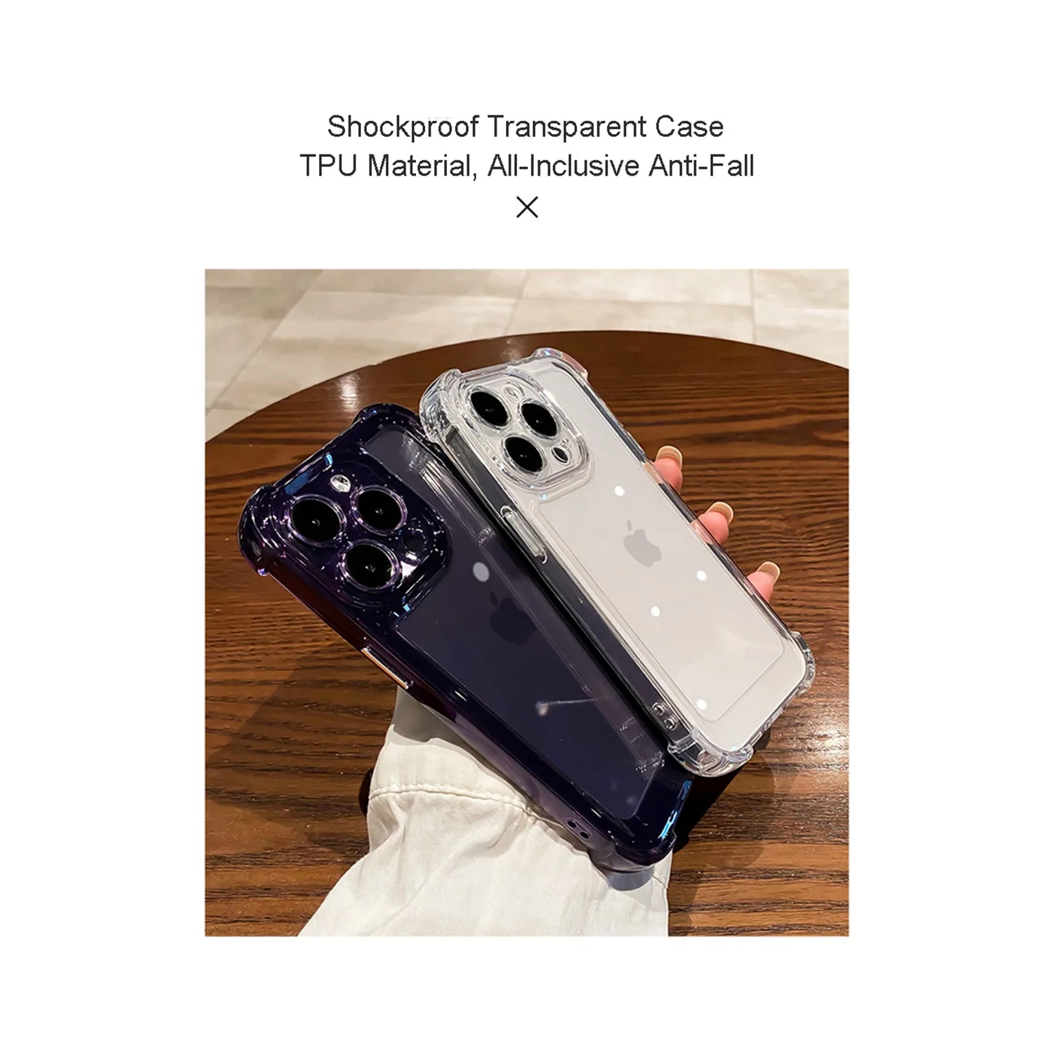 Luxury Noble Shockproof Soft Transparent Case For iPhone 15 Pro Max Bumper Clear Case Cover - Clear