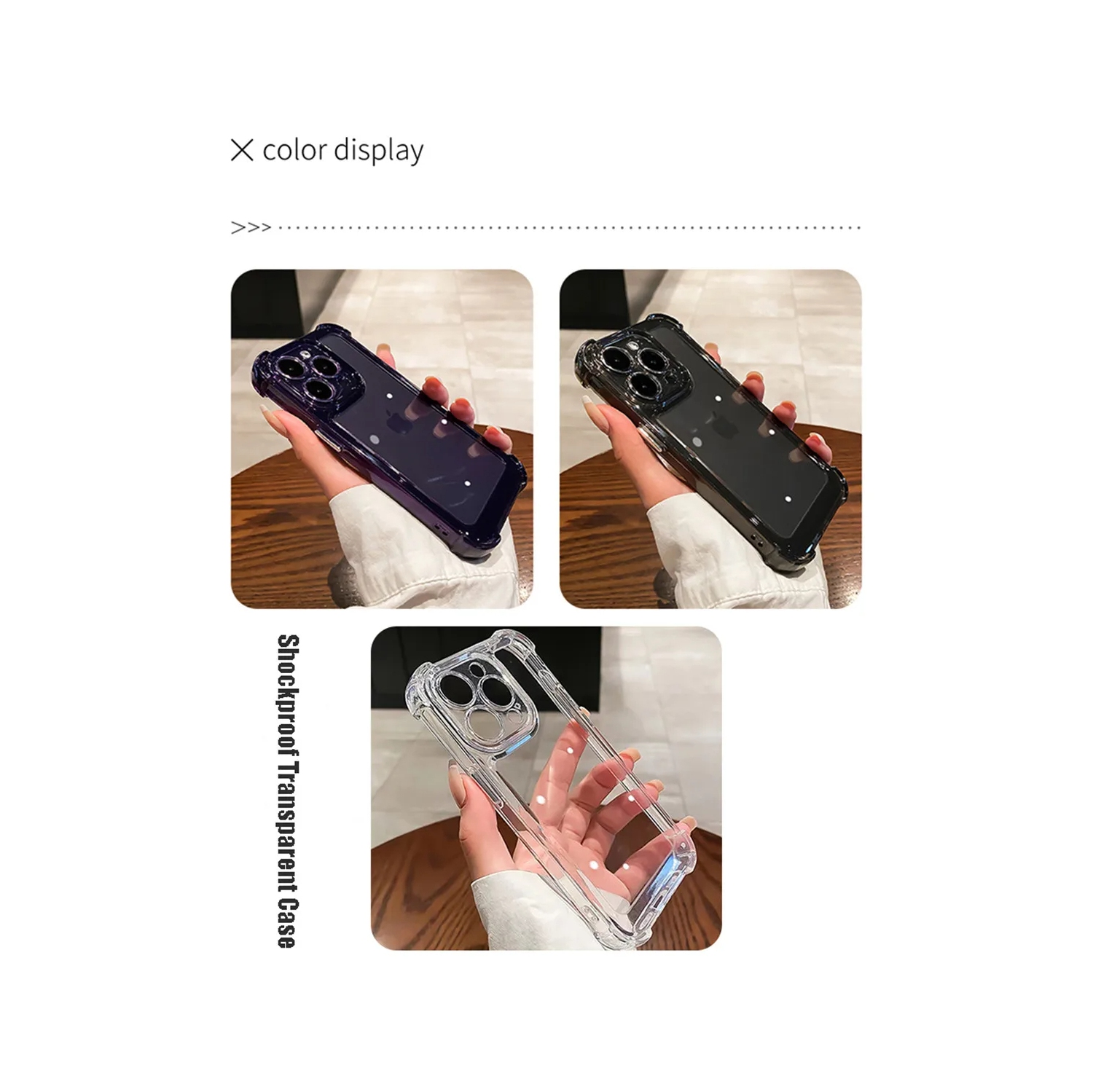 Luxury Noble Shockproof Soft Transparent Case For iPhone 15 Pro Max Bumper Clear Case Cover - Purple