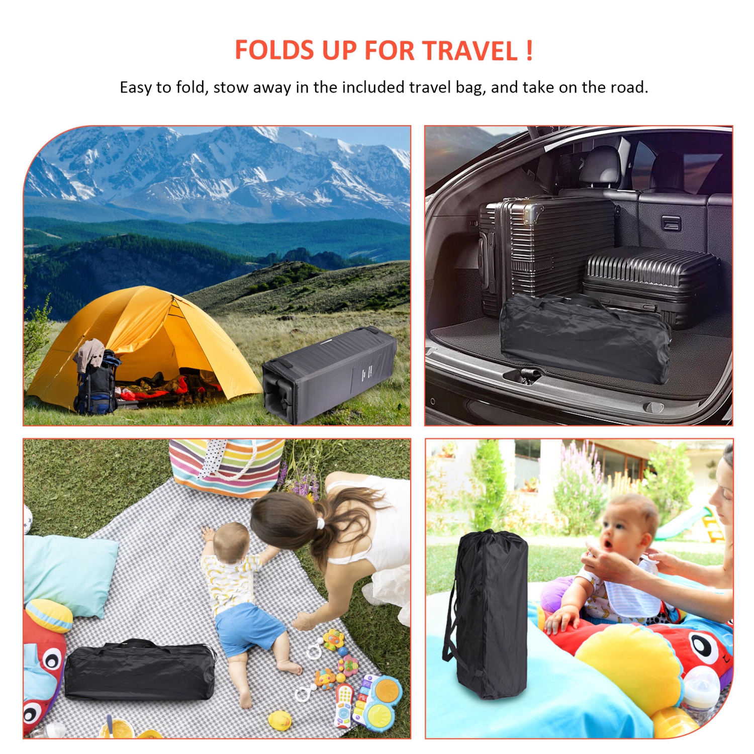 2-in-1 Foldable Baby Playard and Bassinet with Wheels for Freely Moving, Portable Crib Bed Play Yard Weight to 30lbs