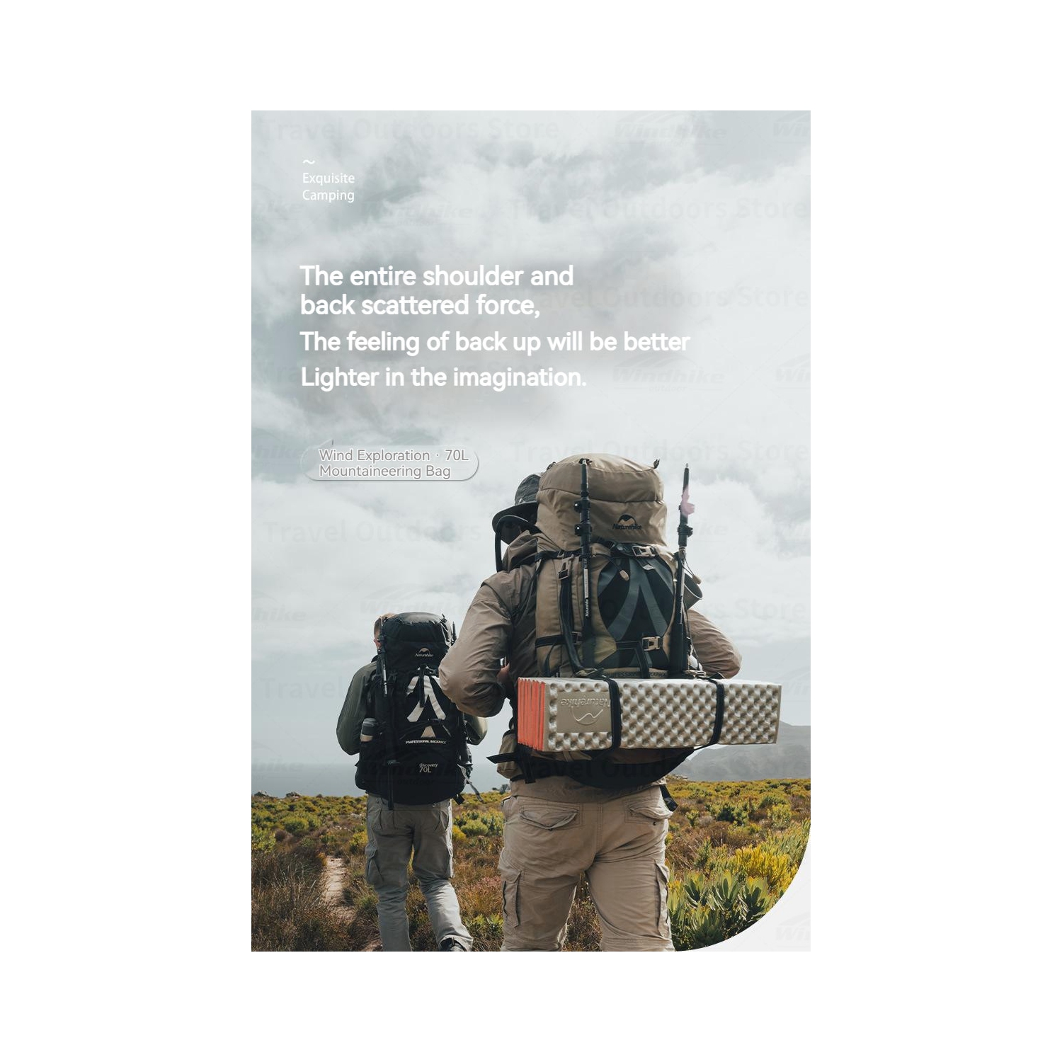 Sac à dos de randonnée professionnel pour l'extérieur Naturehike Sac de voyage grande capacité 70&nbsp;L alpinisme Sac de camping