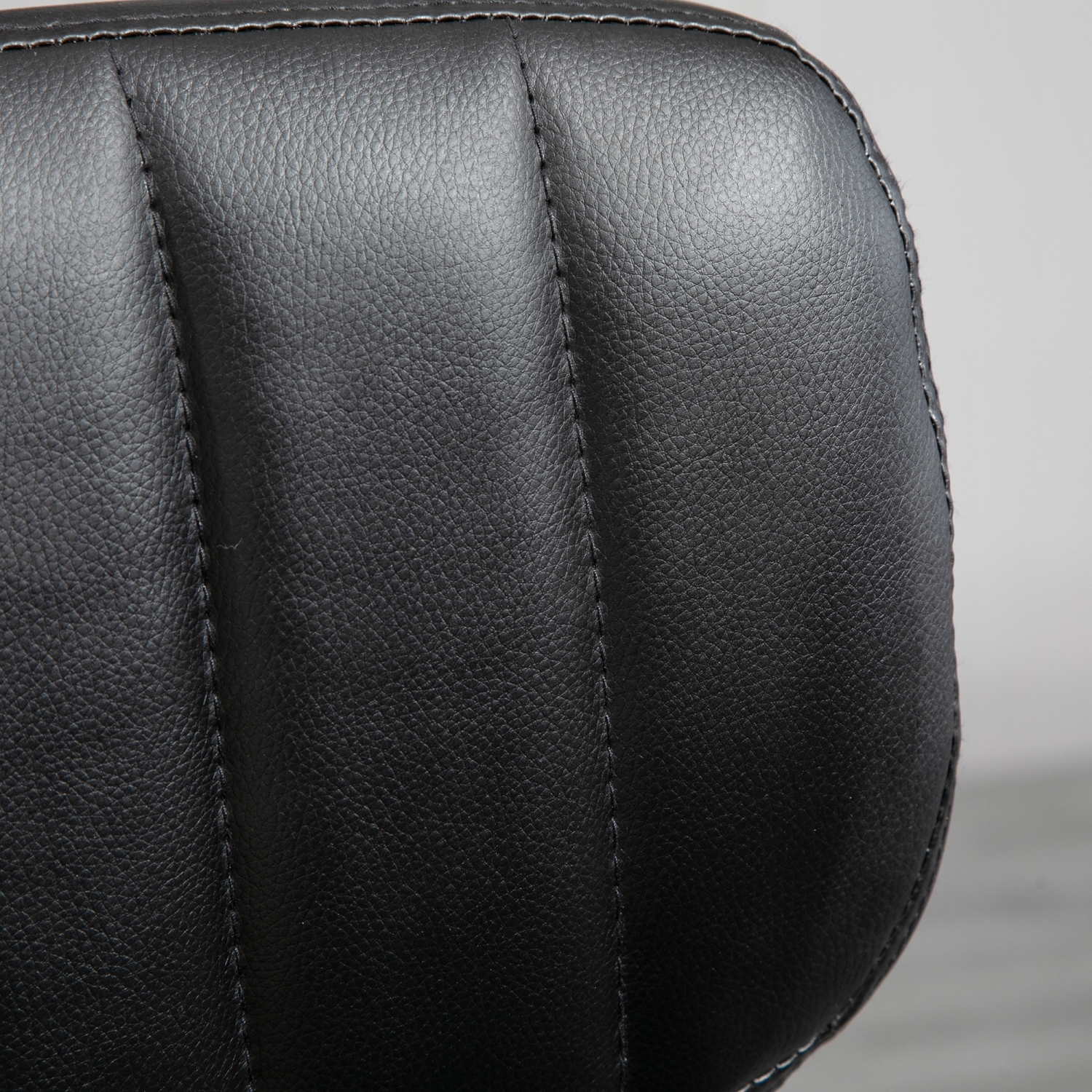 HOMCOM Vanity Chair with Back, Small Armless Office Chair with Wheels, Comfy PU Leather Salon Stool with Adjustable Height, 360°Swivel for Beauty,