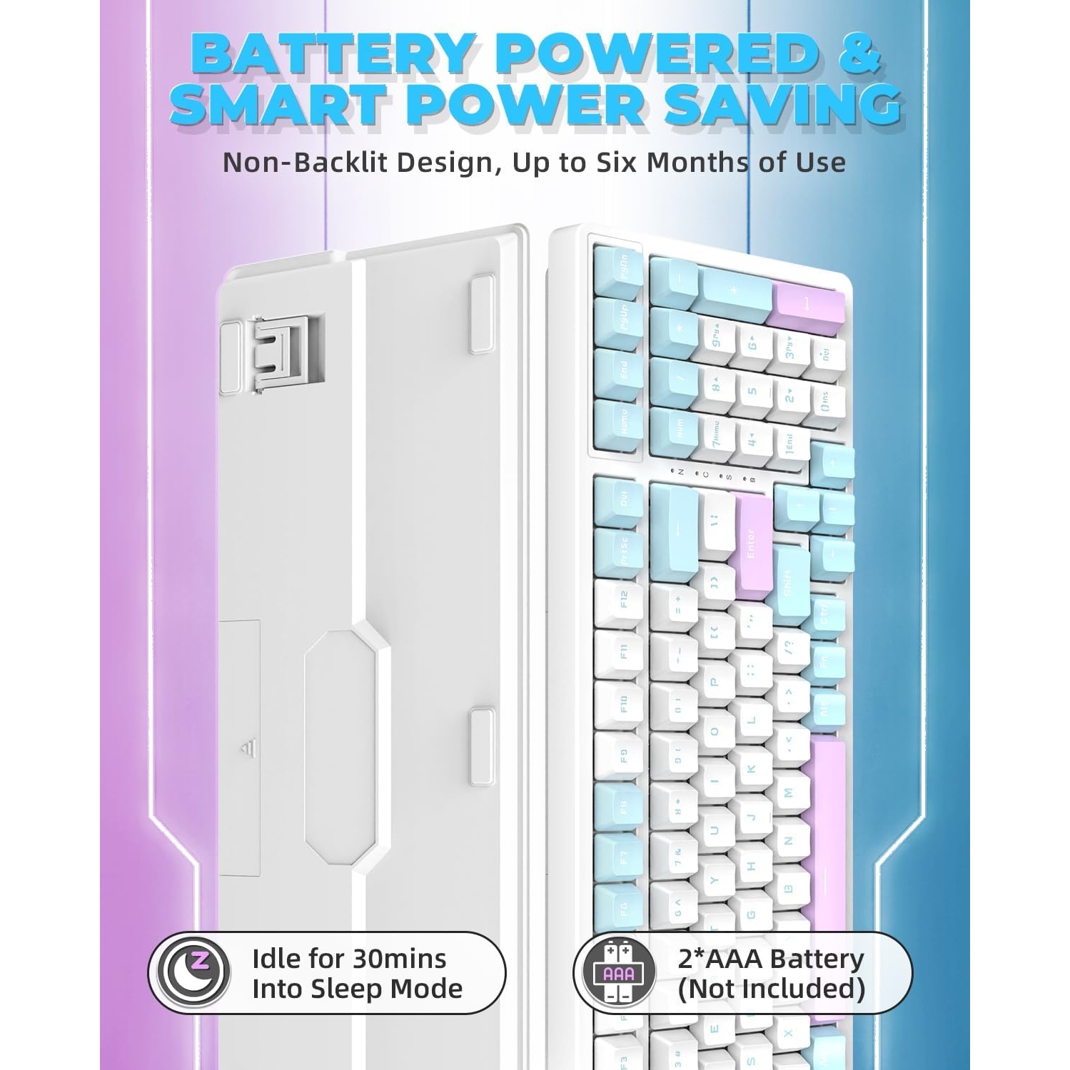 Wireless Mechanical Keyboard, Dual Mode 2.4G/BT5.0 2-in-1 Receiver, 100 Keys Hot Swappable Red Switches Gaming Keyboard with Number Pad for PC