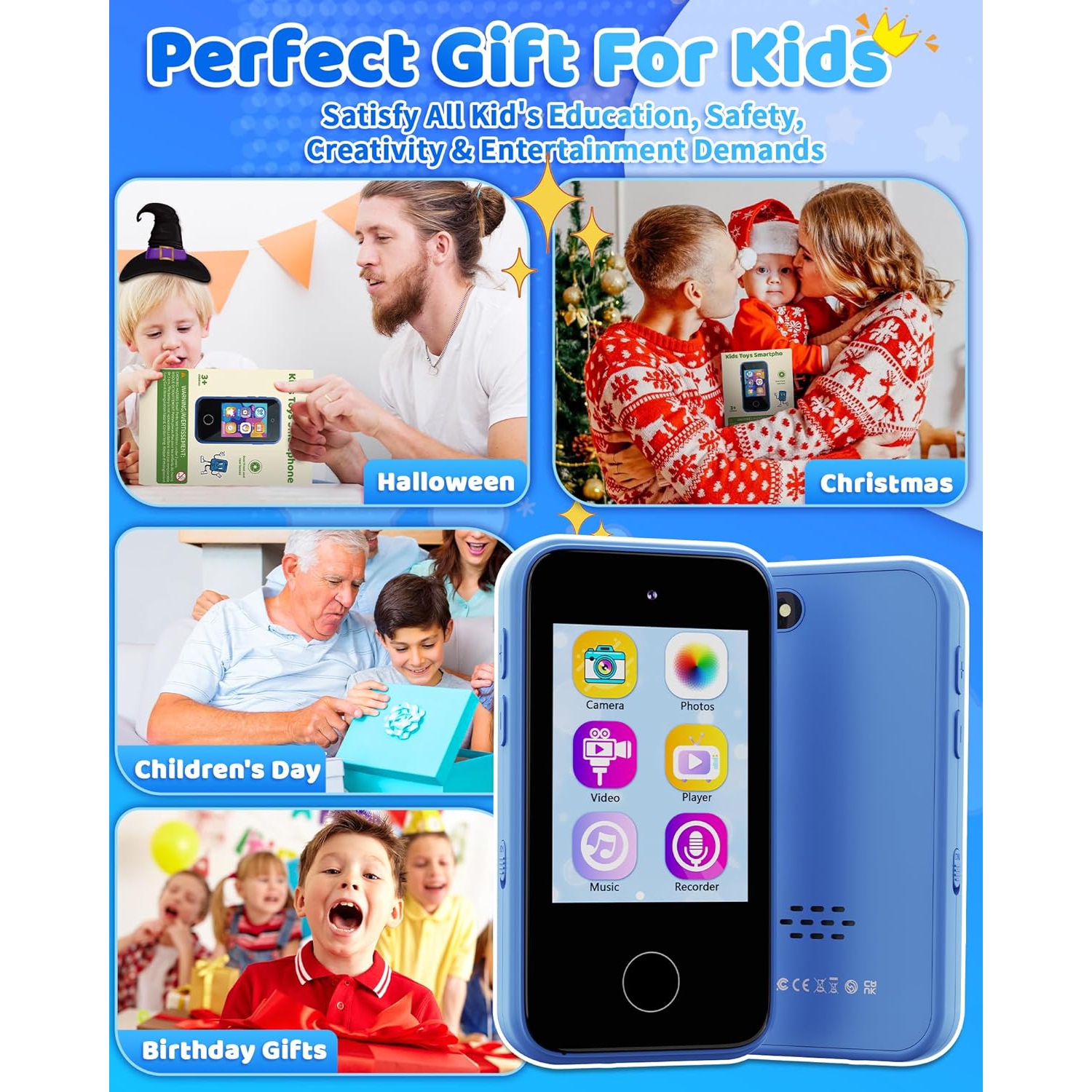 Kids Smart Phone Toy for Boys 3-8 Years Old - Educational games, Dual cameras, MP3 Music Player, and touchscreen pretend play. Spark imagination and